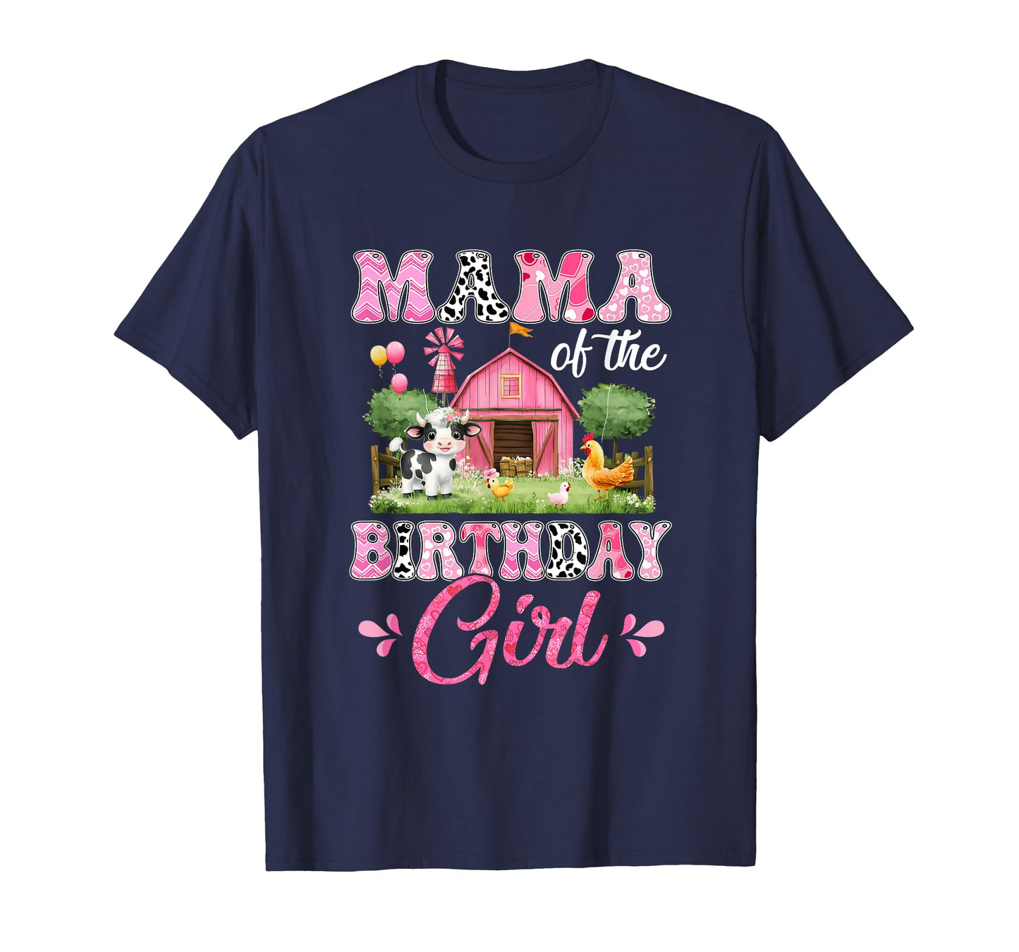 Mama Of The Birthday Girl 1St Birthday Cow Farm Family T-Shirt