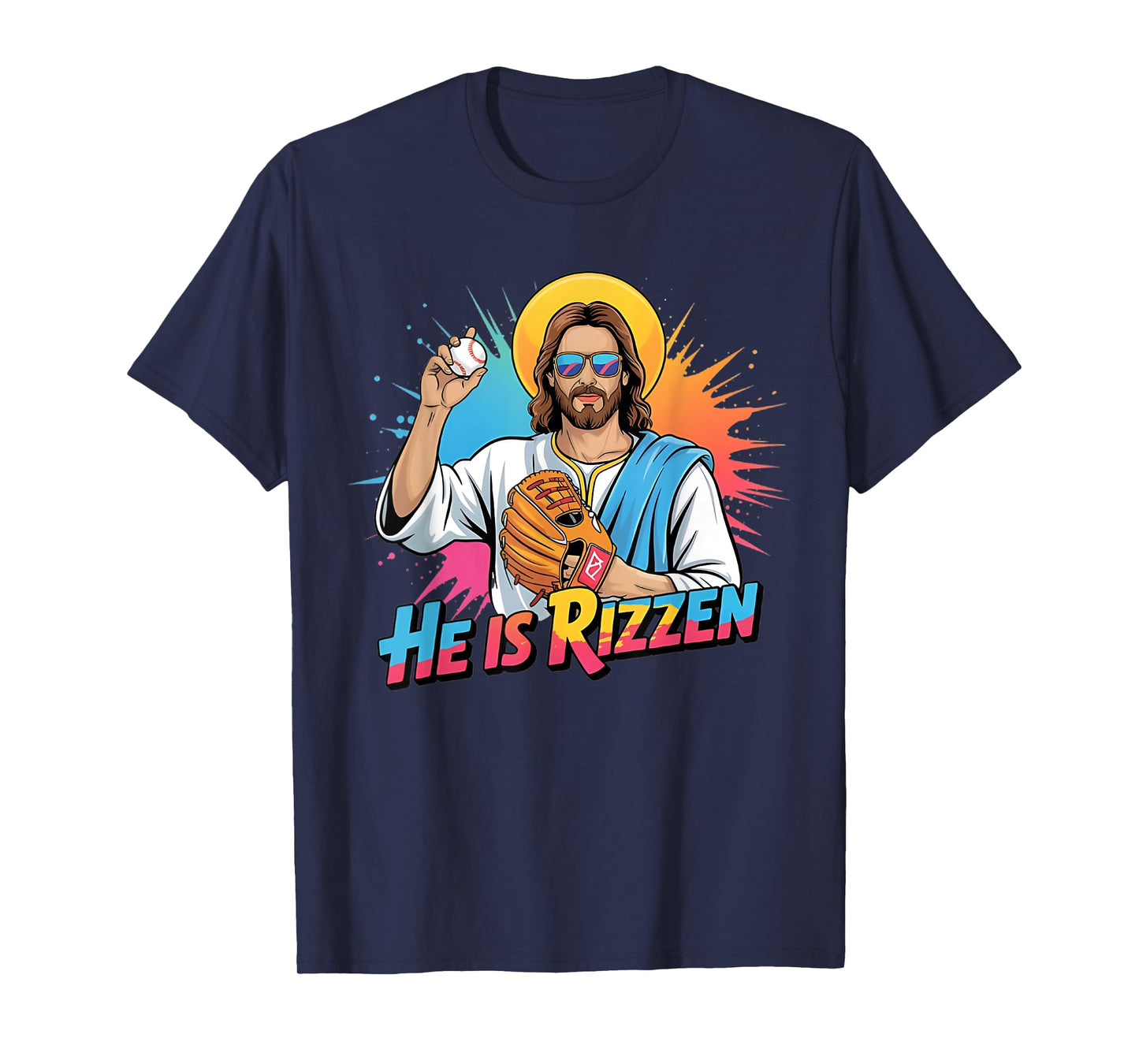 Funny He Is Rizzen Jesus Shirt Baseball Boys Kids Easter T-Shirt