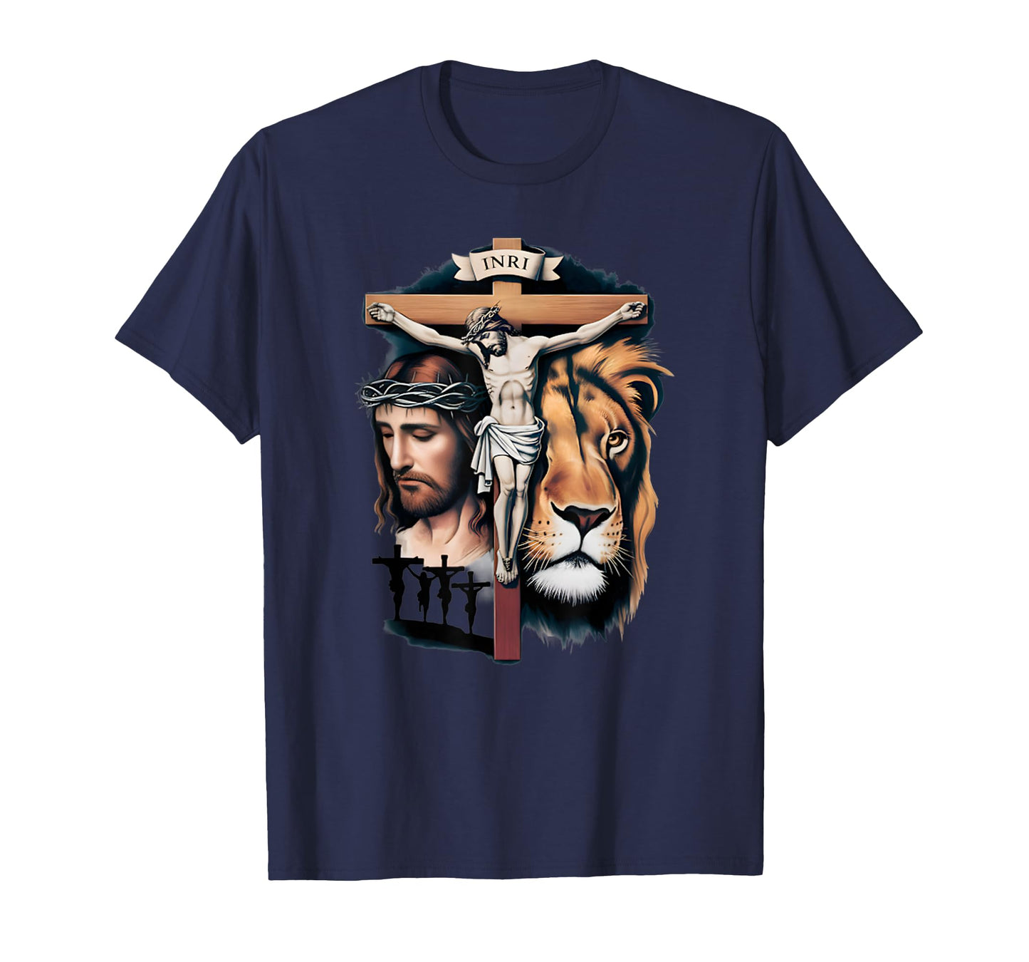 Funny Powerful Jesus Lion Cross Religious T-Shirt