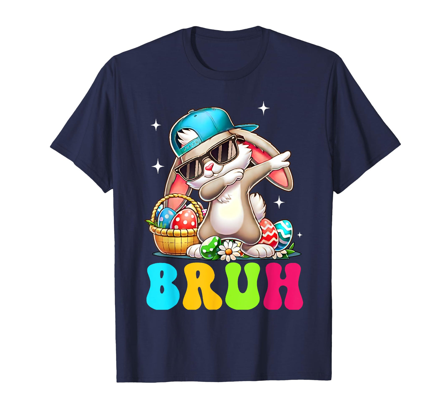 Funny Easter Kids Tee Bunny Easter Funny Bruh Dabbing T-Shirt