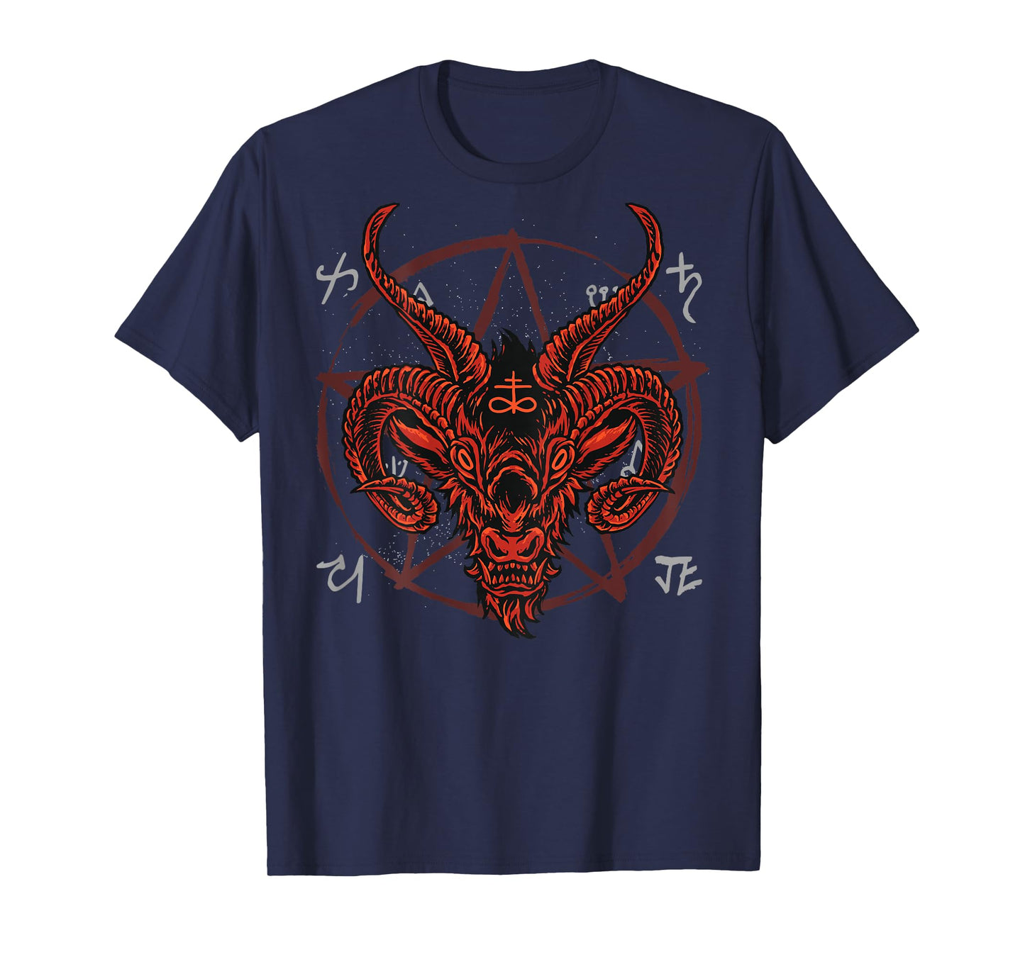 Backprint Satan Antichrist Luzifer Devil 666 Baphomet T-Shirt