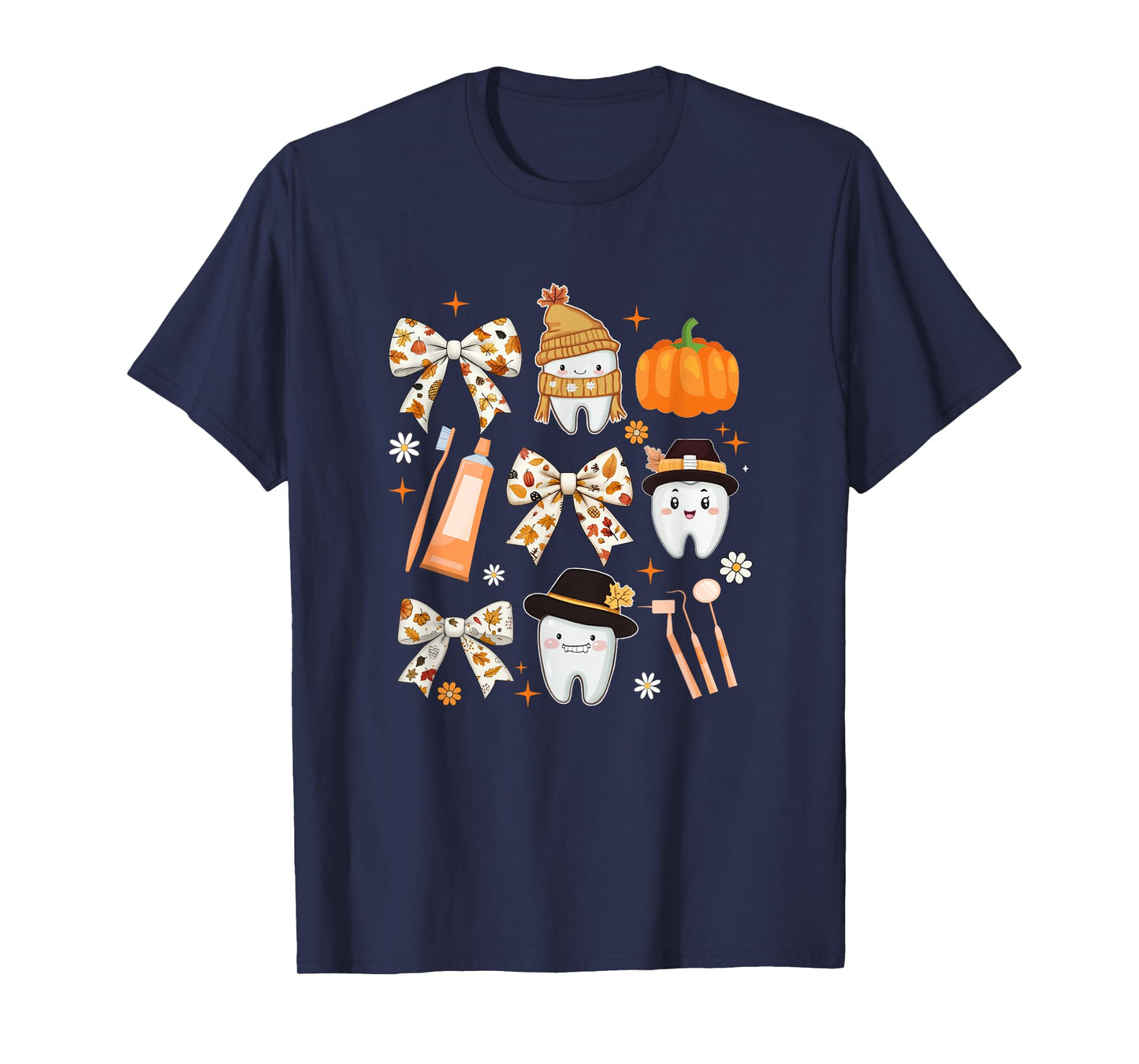Coquette Bow Dental Squad Fall Autumn Dentist Assistant T-Shirt