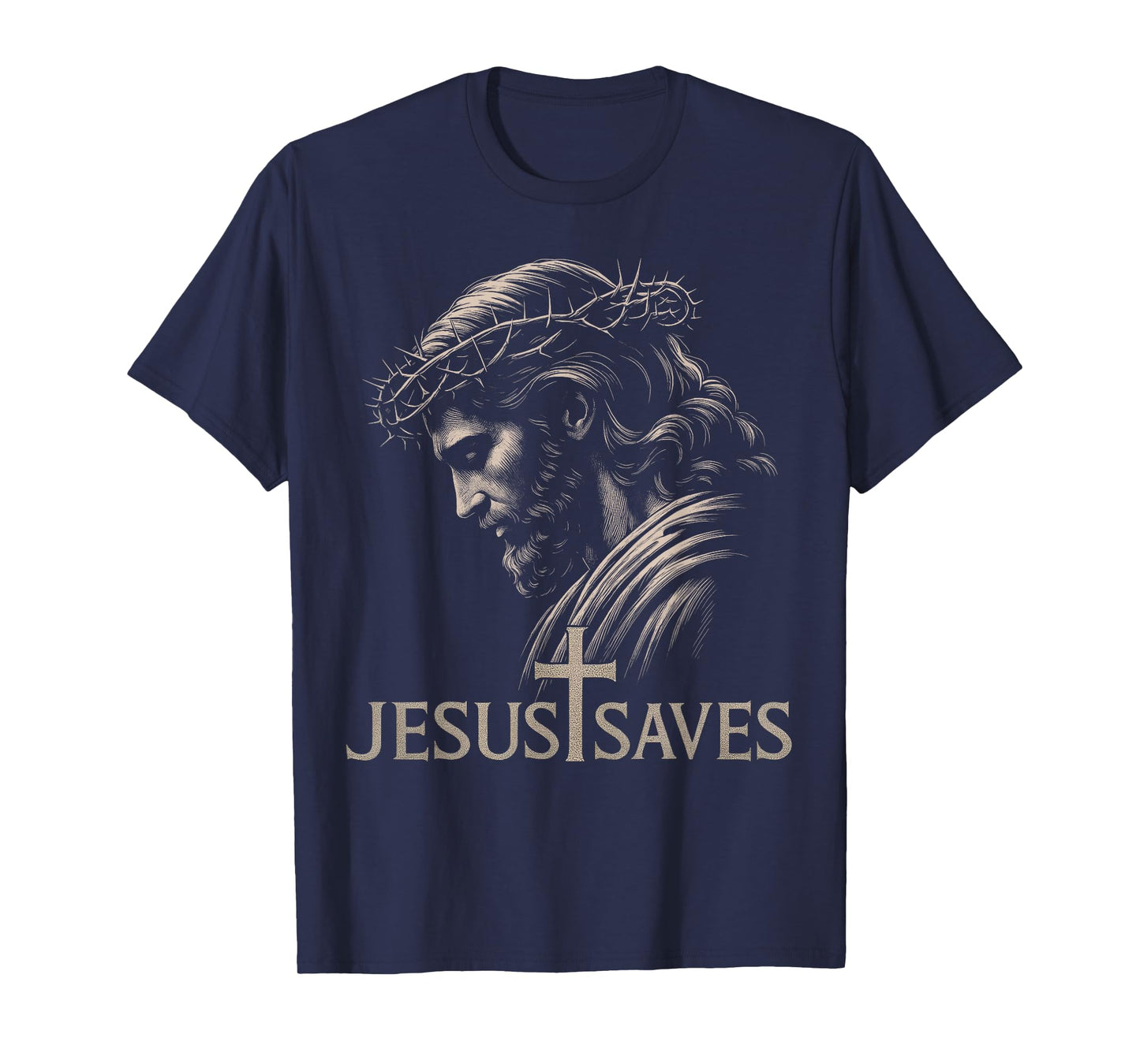 HUGvyn Jesus Saves Minimalist Christian Faith Cross American T-Shirt