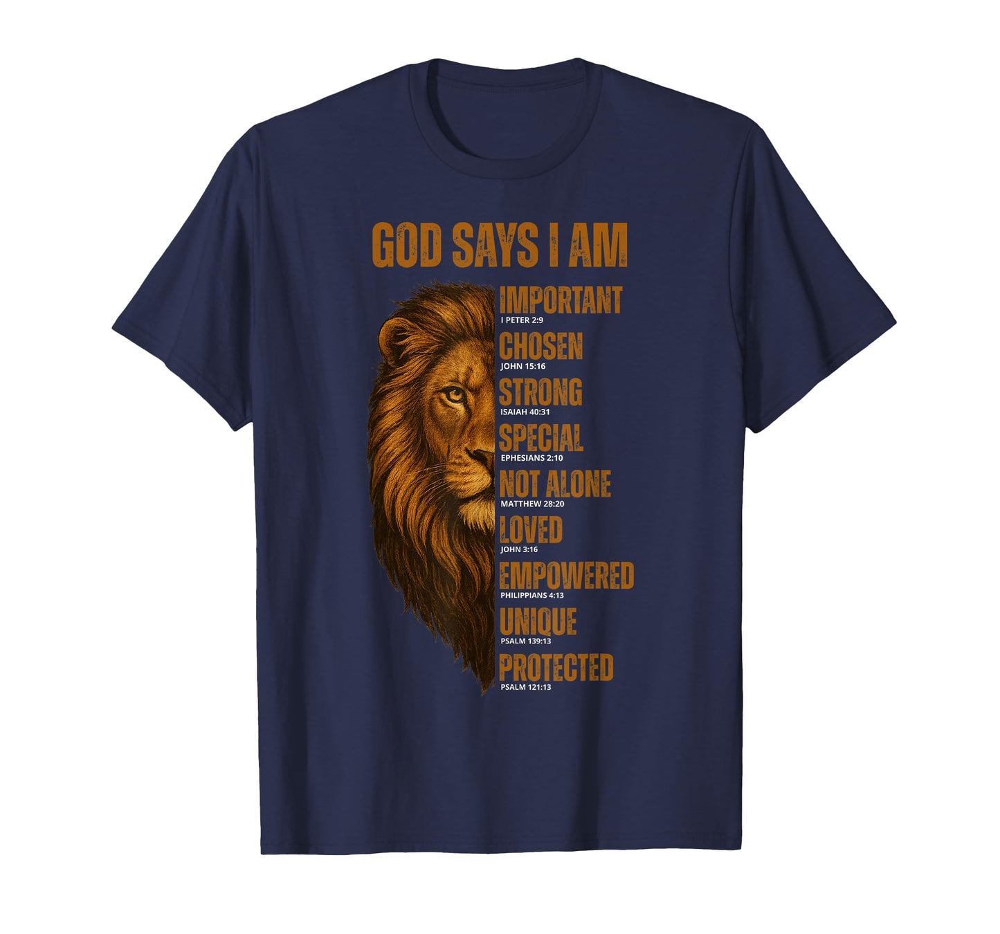 Christian God Says I Am Lion Bible Verse Jesus Blessed Dad T-Shirt