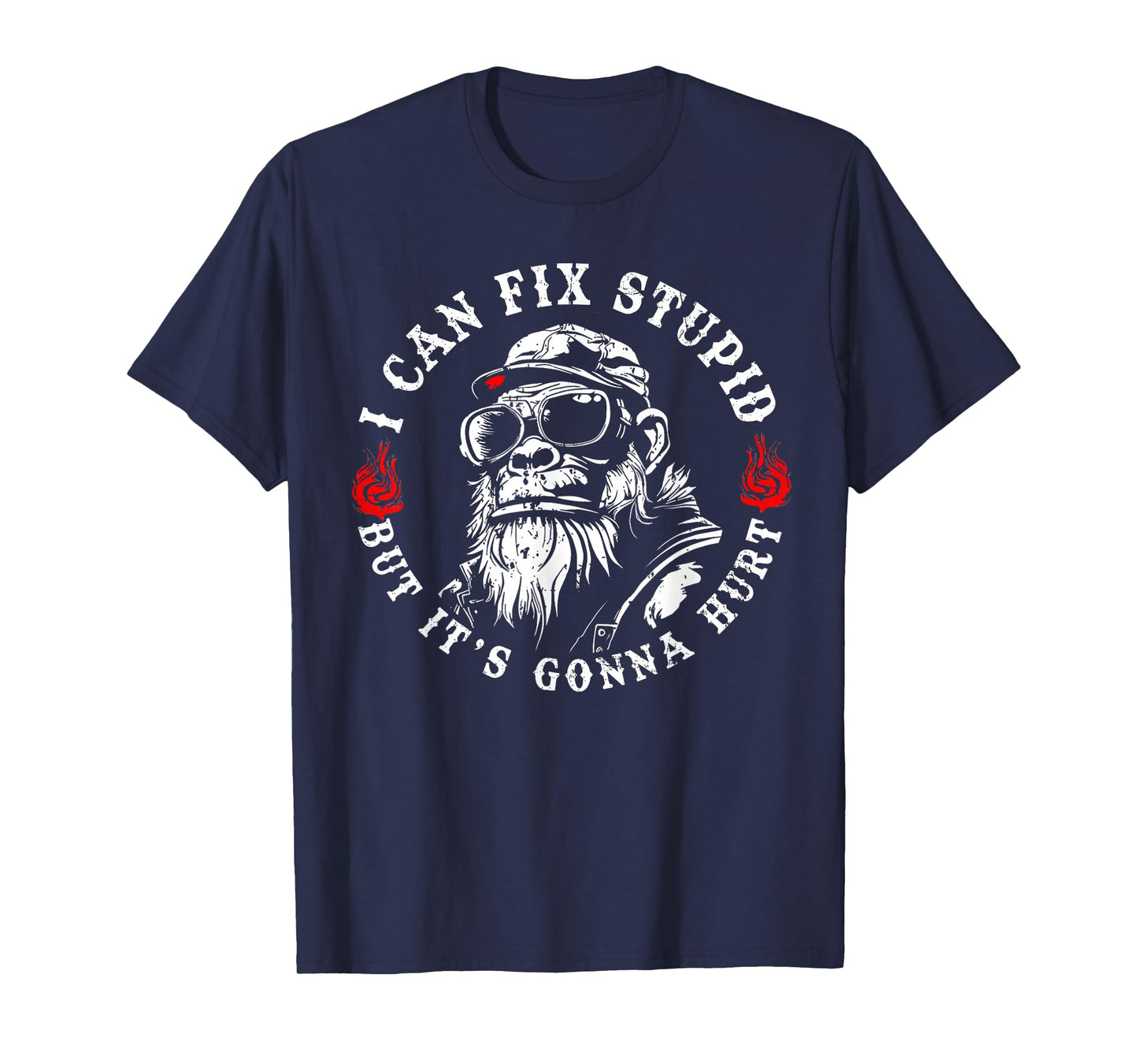 I Can Fix Stupid But It's Gonna Hurt Monkey Vintage Funny T-Shirt