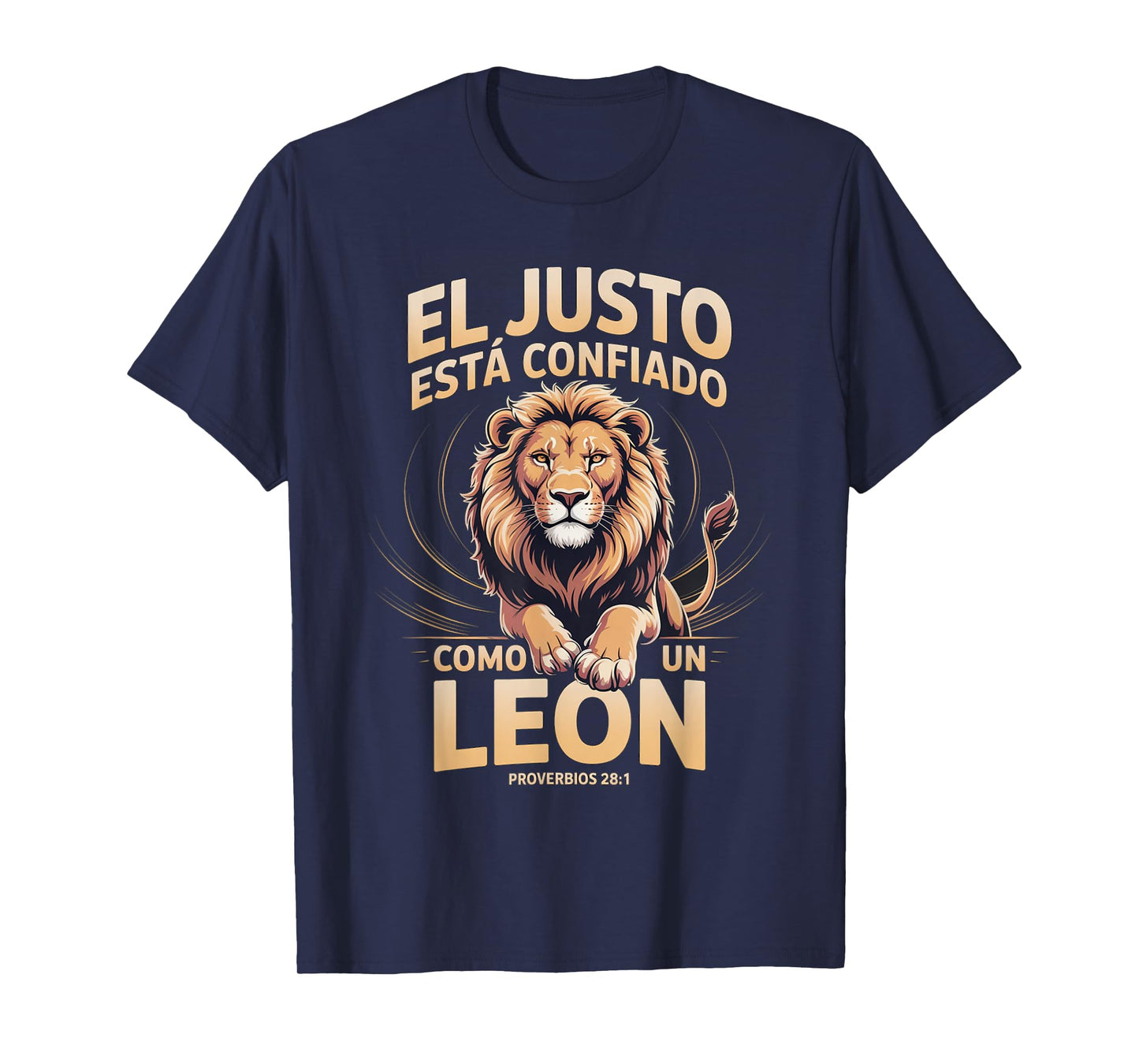 Proverbios 28:1 “Confiado Como un León” Spanish Bible Verse T-Shirt