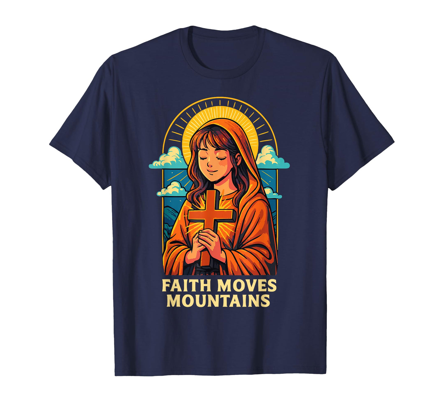 Faith Moves Mountains Christian Anime Manga Jesus Prayer T-Shirt