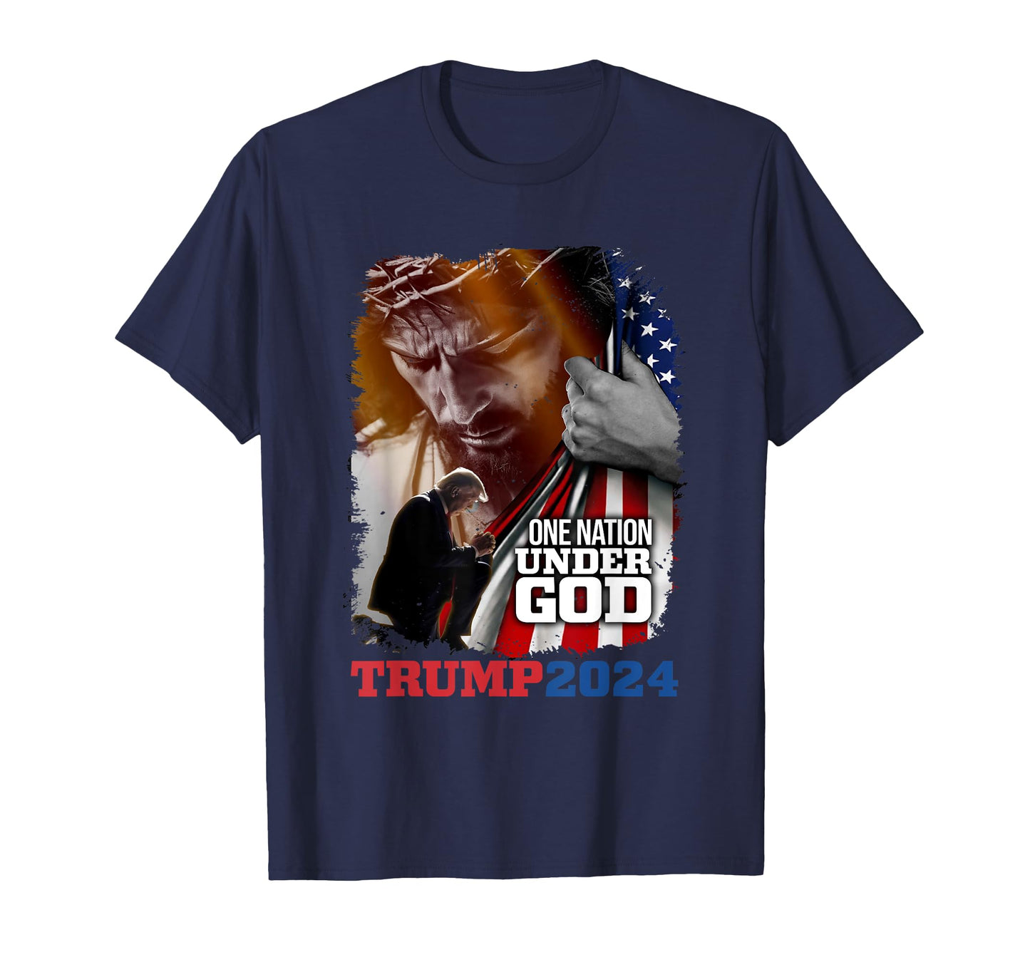One Nation Under God President Trump 2024 America Christian T-Shirt