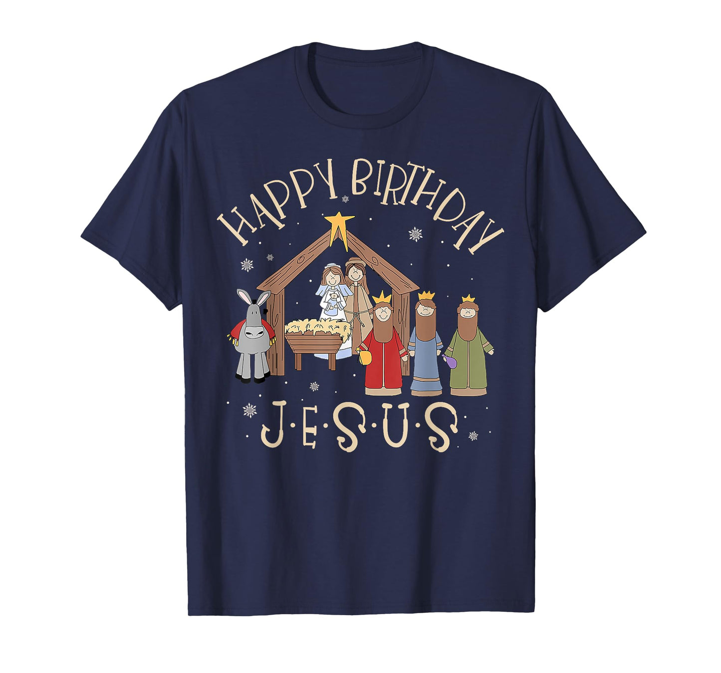 Merry Christmas Tee Unisex-Christian Family Group Children Nativity Happy Birthday Jesus Christmas Nativity Christian T-Shirt Black Small Crew Neck Short Sleeve Cotton Blend T-Shirt