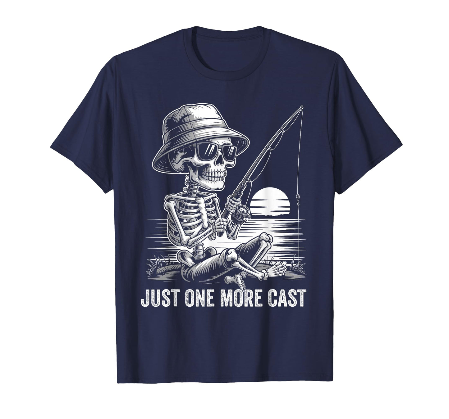 Mens Skeleton Fishing Just One More Cast Humor Gifts Fisherman T-Shirt