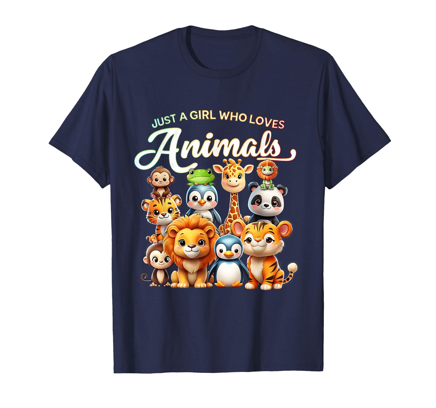 Just Girl Who Loves Animals Wild Safari Cute Zoo Animals T-Shirt