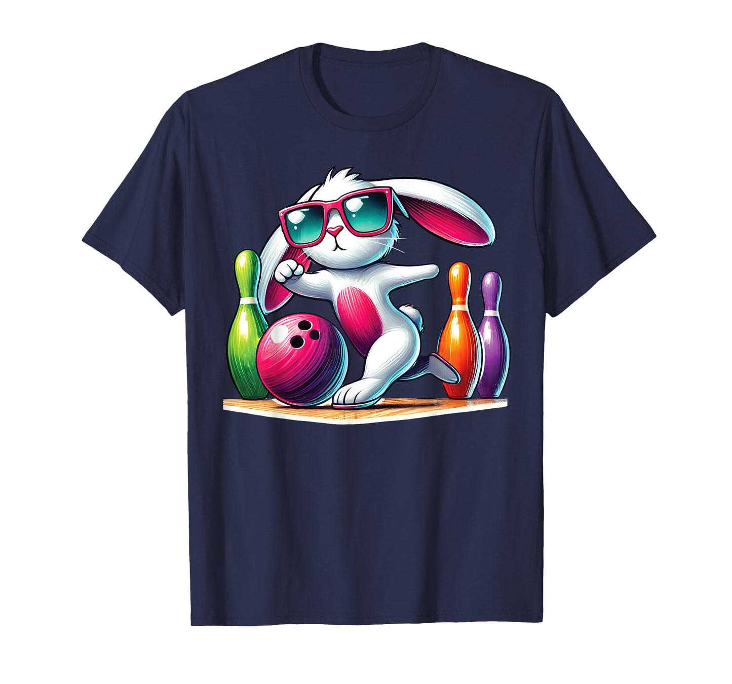 Bowling ball & pins Bunny ear Egg Hunting Easter Bowling T-Shirt