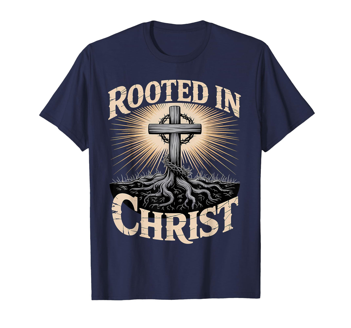 Rooted in Christ Christian Faith Jesus Cross T-Shirt