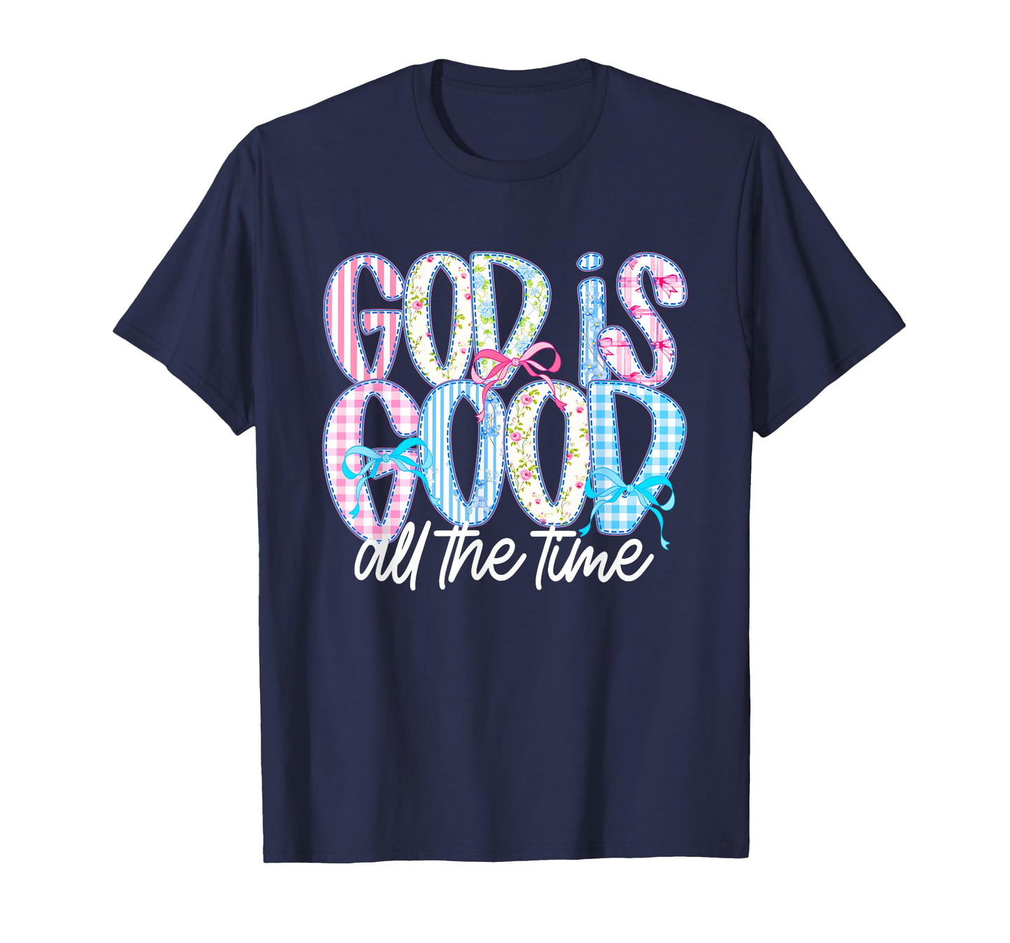 Cute Christian God Is Good All The Time Jesus Coquette Bow T-Shirt