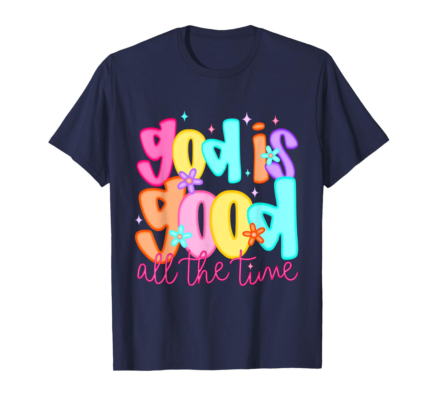 God Is Good All the Time Retro Groovy T-Shirt