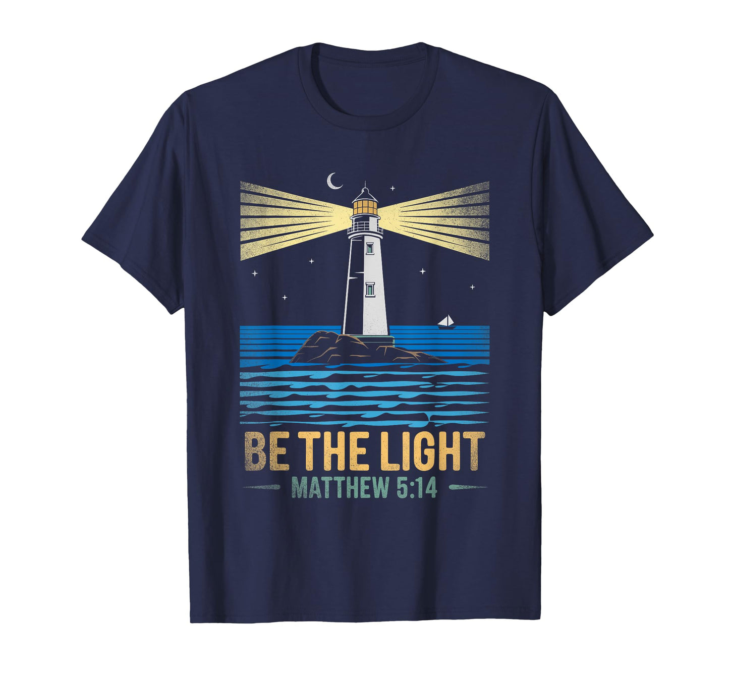Retro Vintage Lighthouse Bible verse Christian shirt T-Shirt