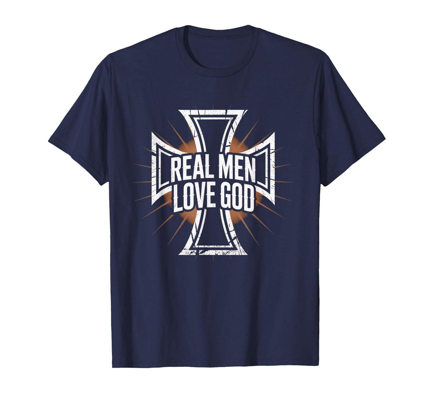 Retro Christian Cross Real Men Love God Design Joshua 24:15 T-Shirt