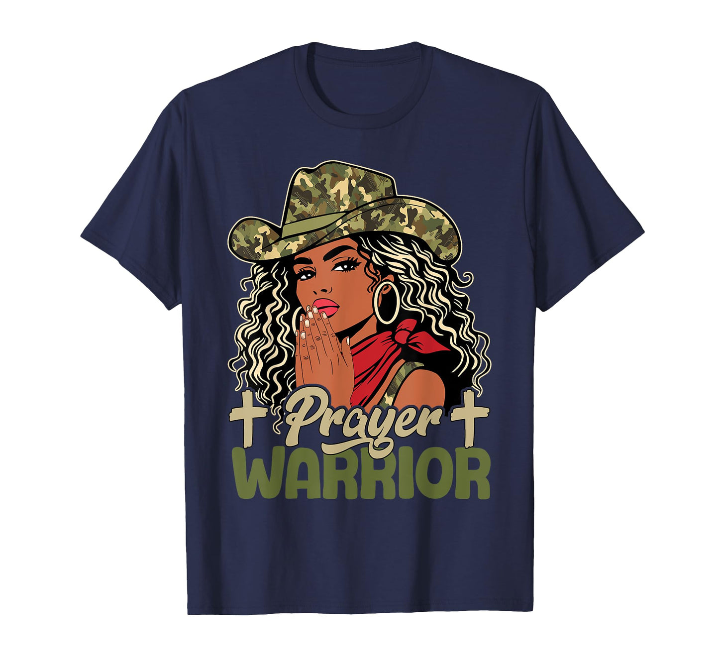 Prayer Warrior Black Cowgirl Praying Western Christian Camo T-Shirt