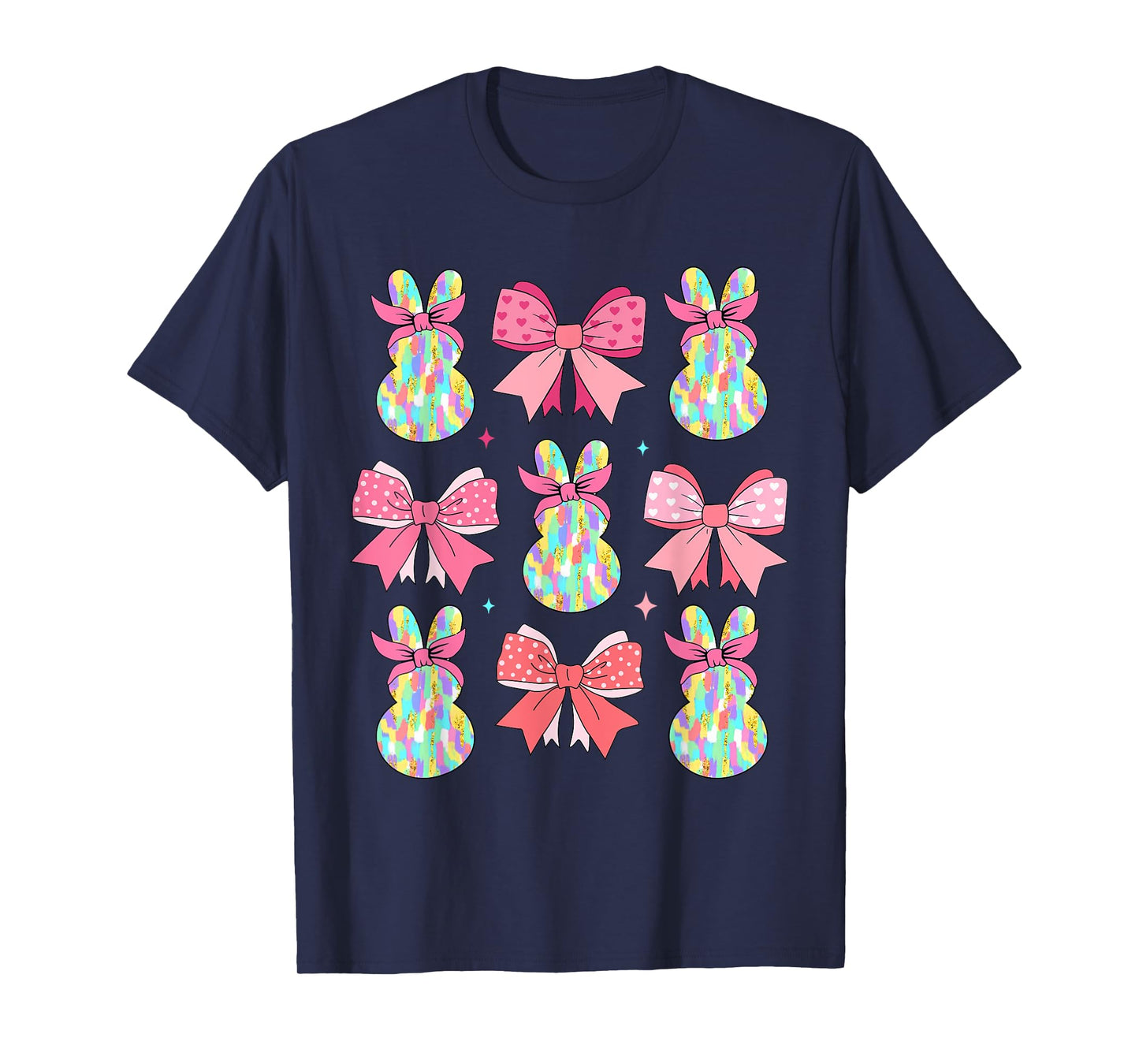 Cute Easter Bunny Face Coquette Bow Easter Day Girls Women T-Shirt