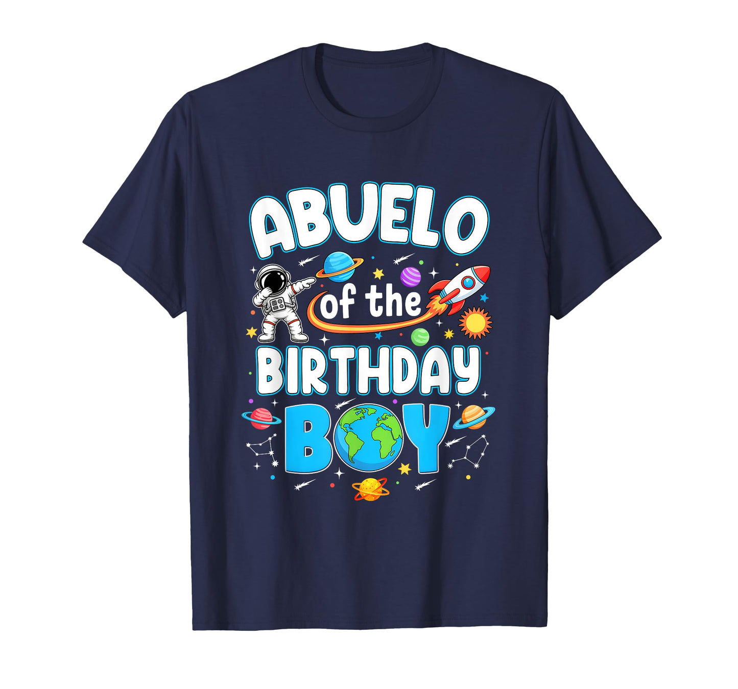 Abuelo Of The Birthday Boy Astronaut Family Space Planets T-Shirt