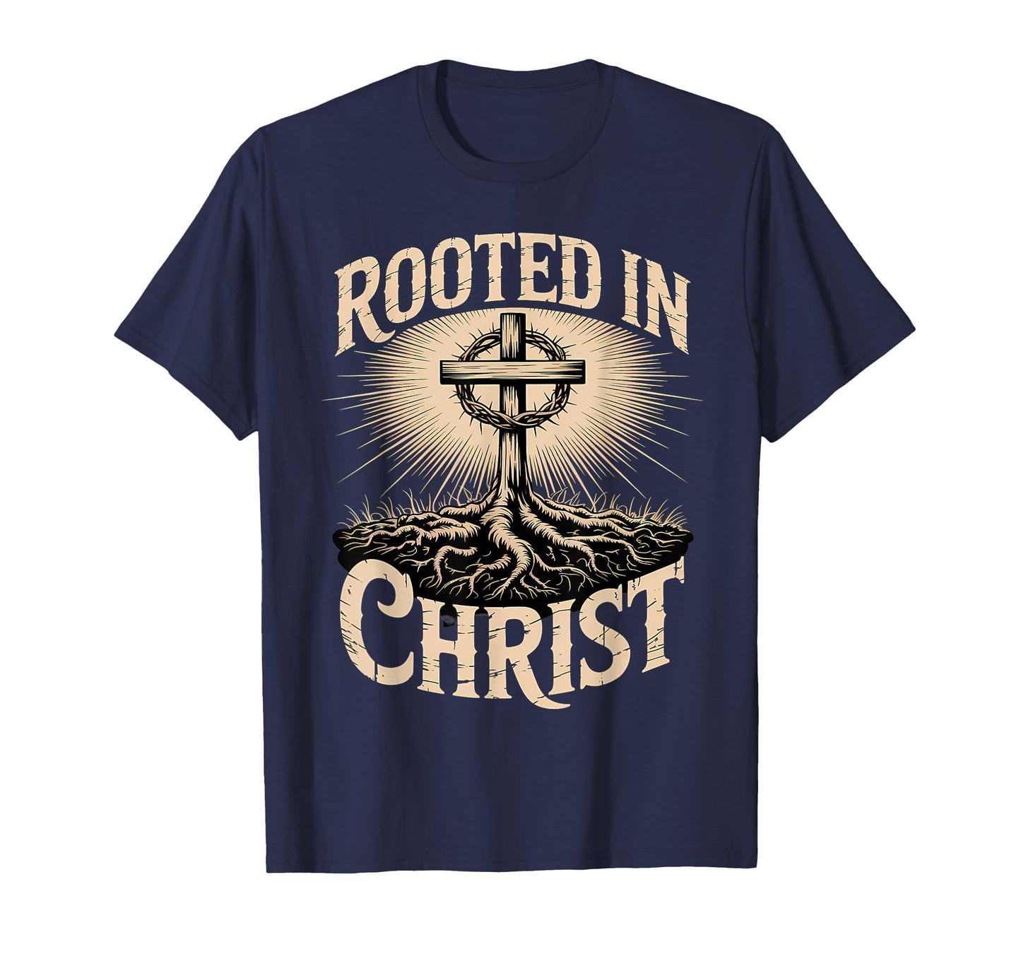 Rooted in Christ Christian Faith Jesus Cross T-Shirt
