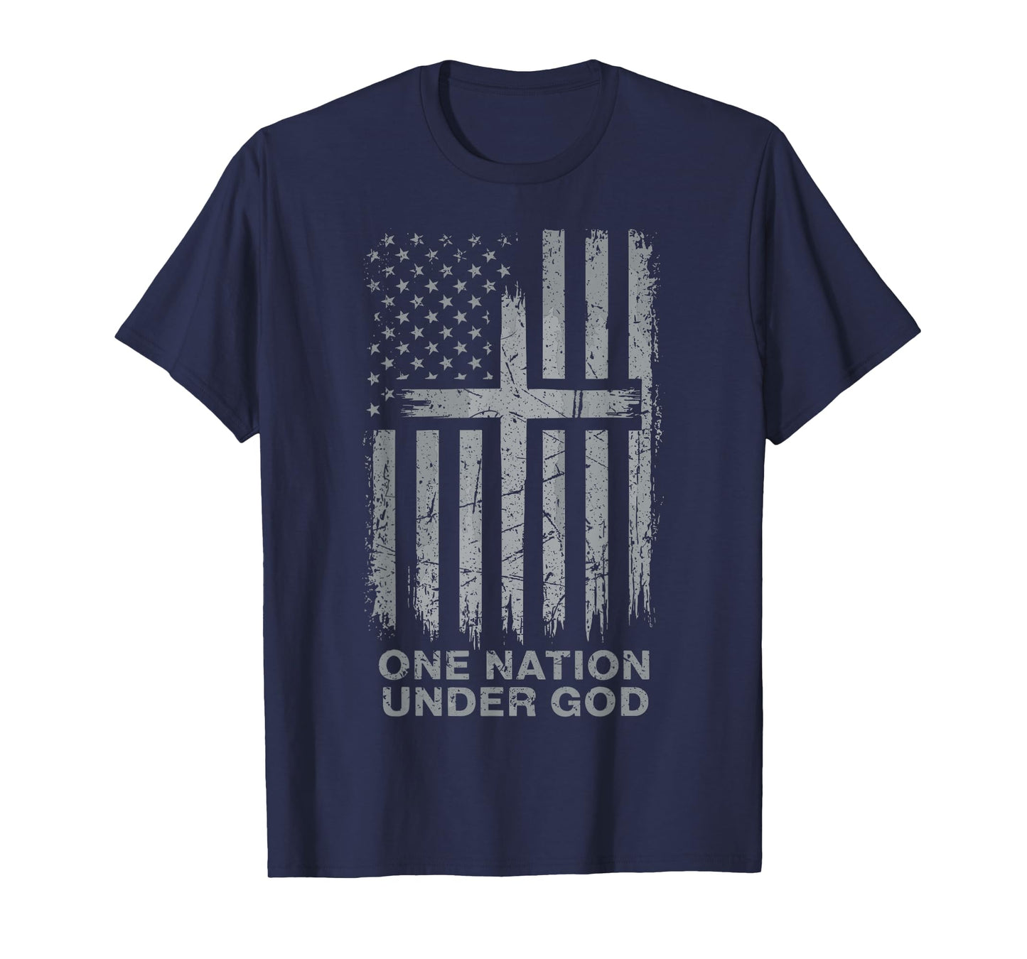 One Nation Under God Christian American Flag Design T-Shirt