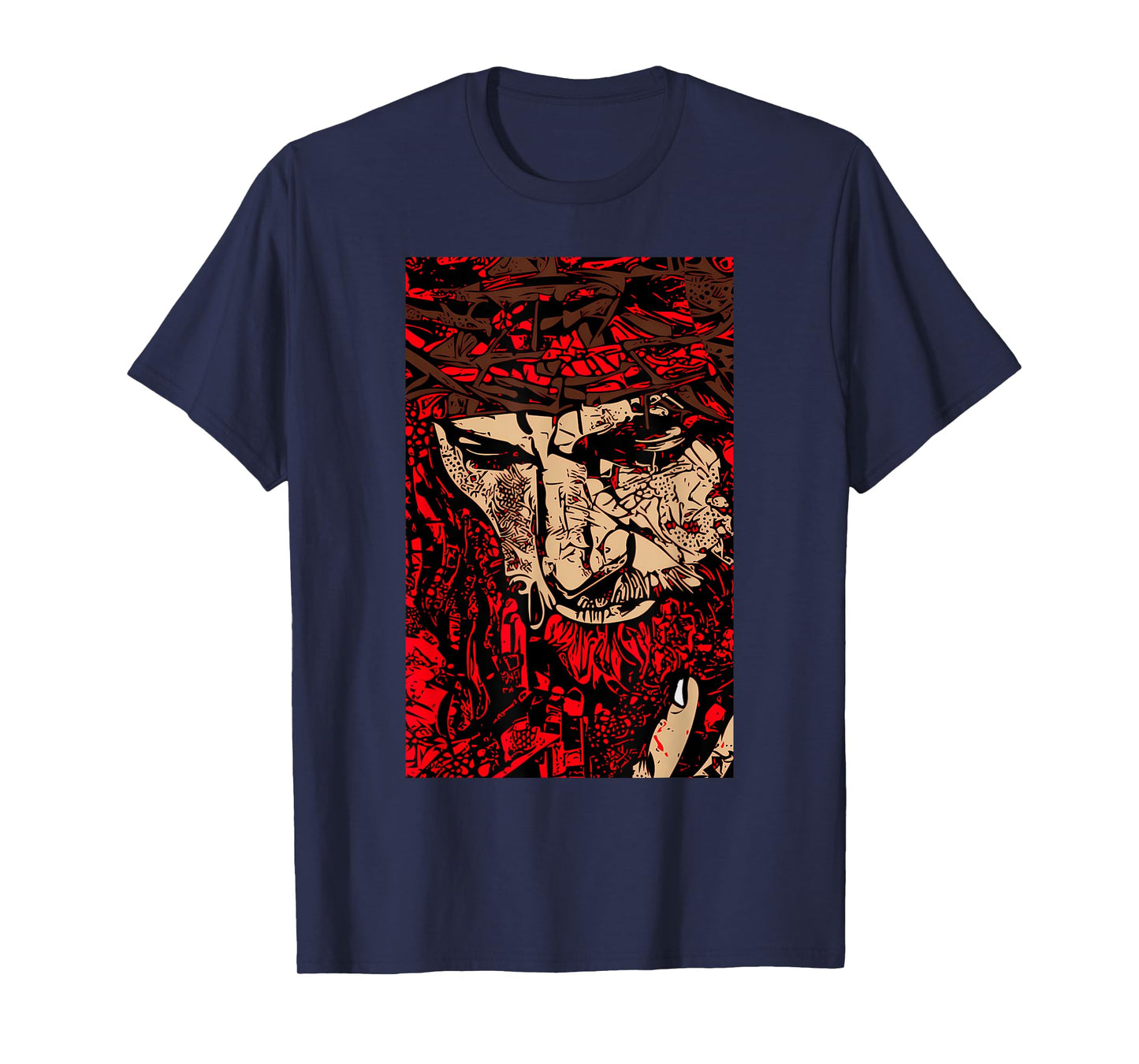 Jesus Funny Face of Jesus with Crown of Thorn Graphic T-Shirt