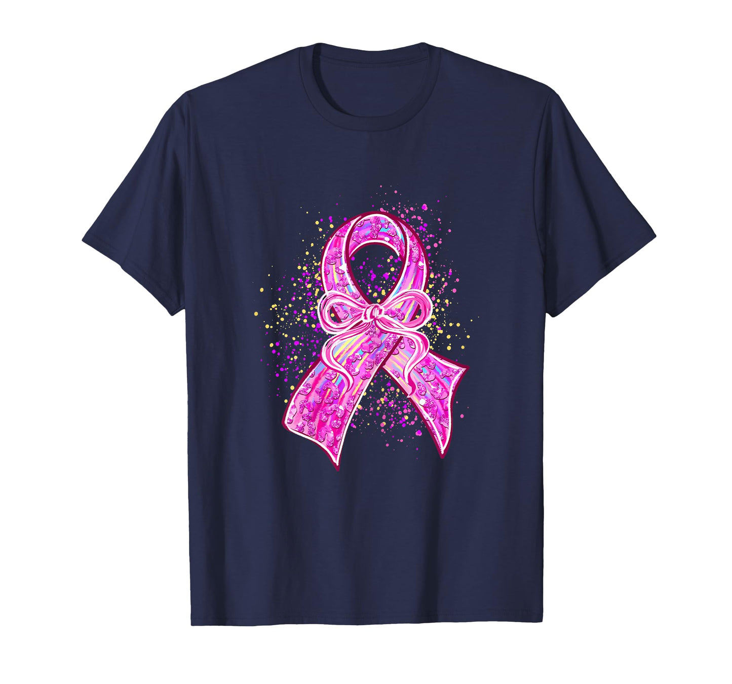 Pink Bow and Ribbon Cute Breast Cancer Awareness Women Girl T-Shirt