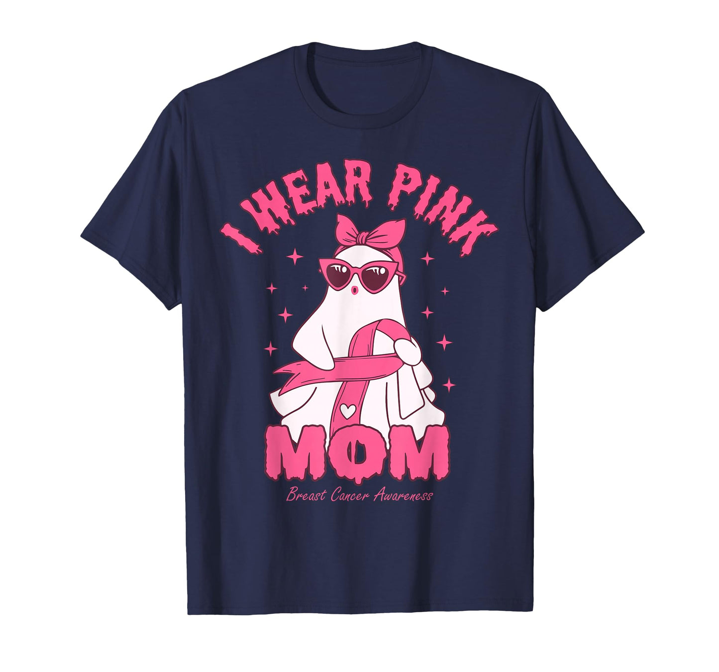 I Wear Pink for My Mom Boo Ghost Breast Cancer Awareness T-Shirt