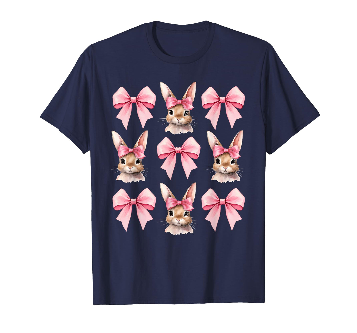 Cute Easter Bunny Face Coquette Bow Easter Day Girls Women T-Shirt
