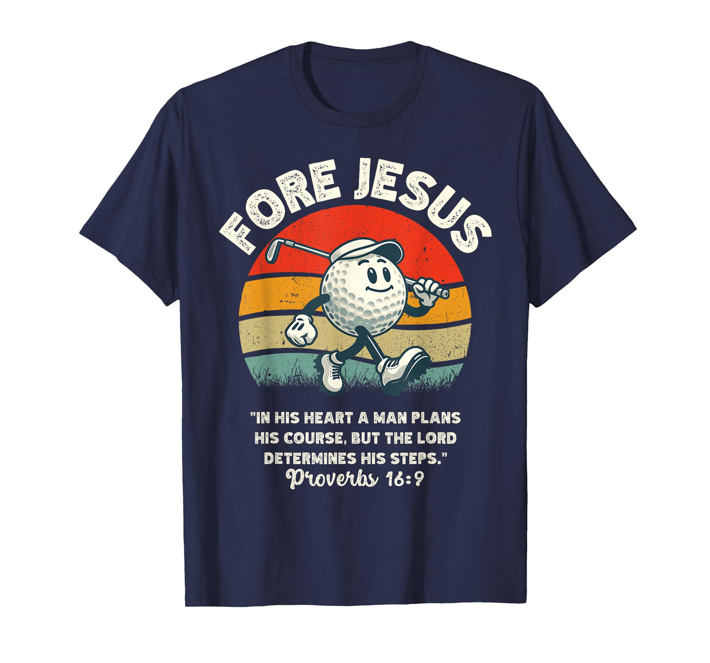 FORE Jesus Christian Golf Retro 70s Religious Golfing Men's T-Shirt