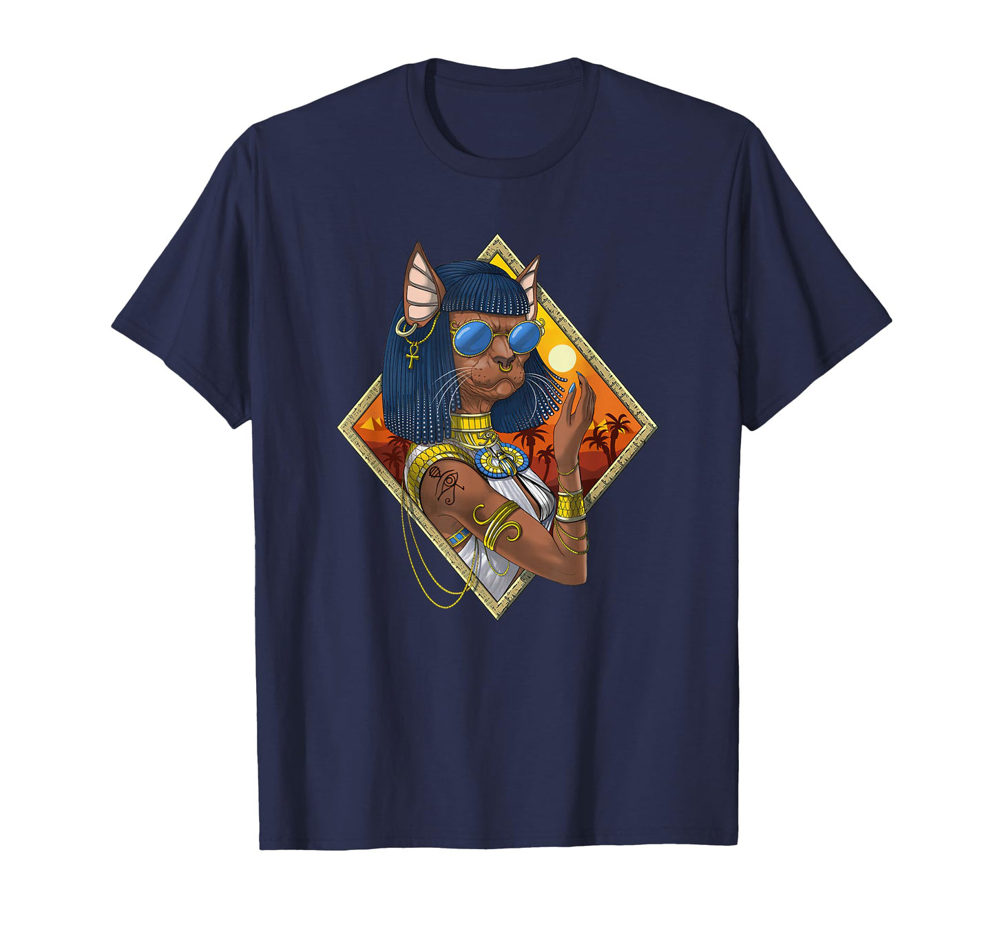 Cat Goddess Bastet Hieroglyphs Egyptian T-Shirt