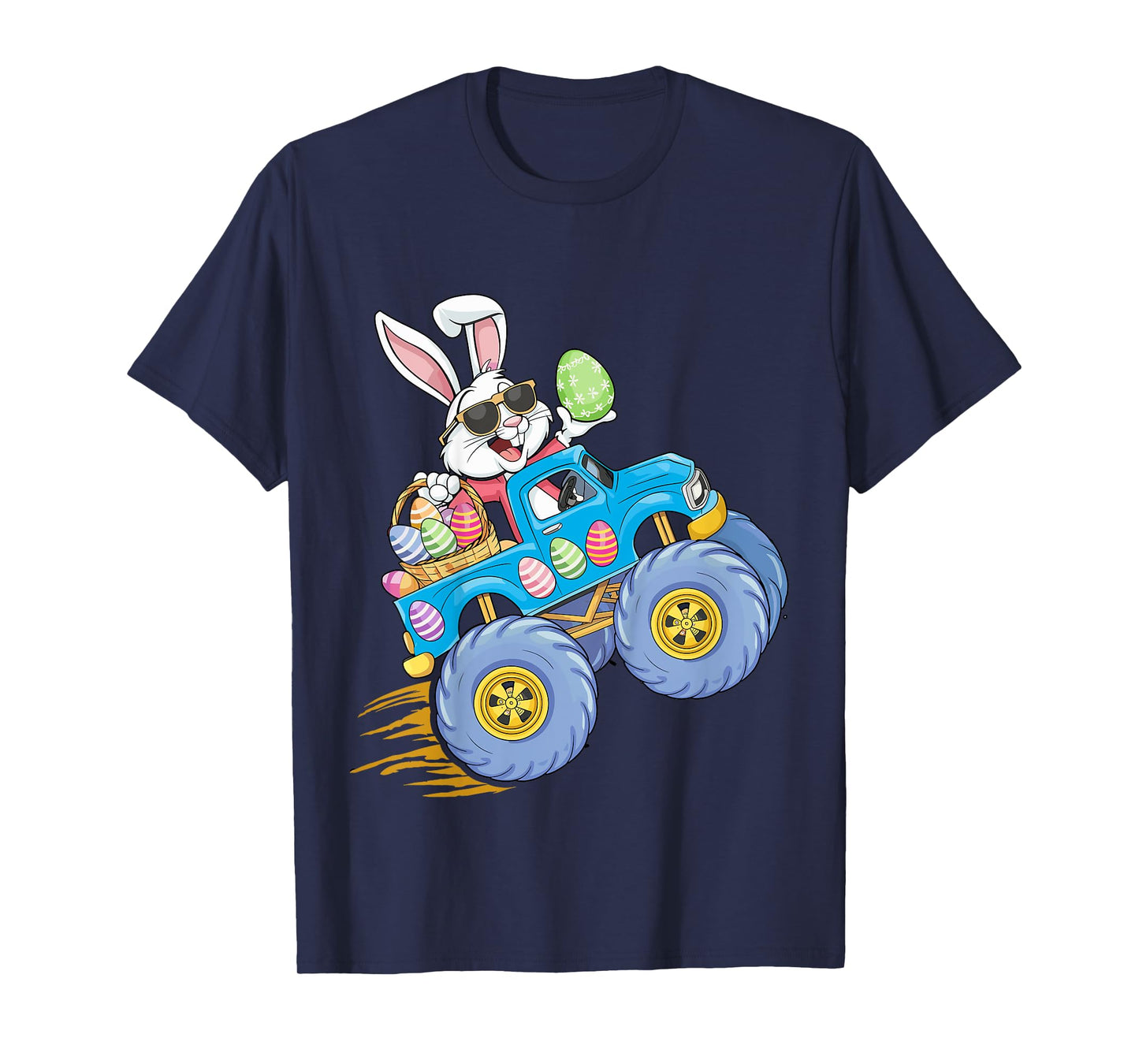 Kids Easter bunny riding monster truck for egg hunting kids T-Shirt