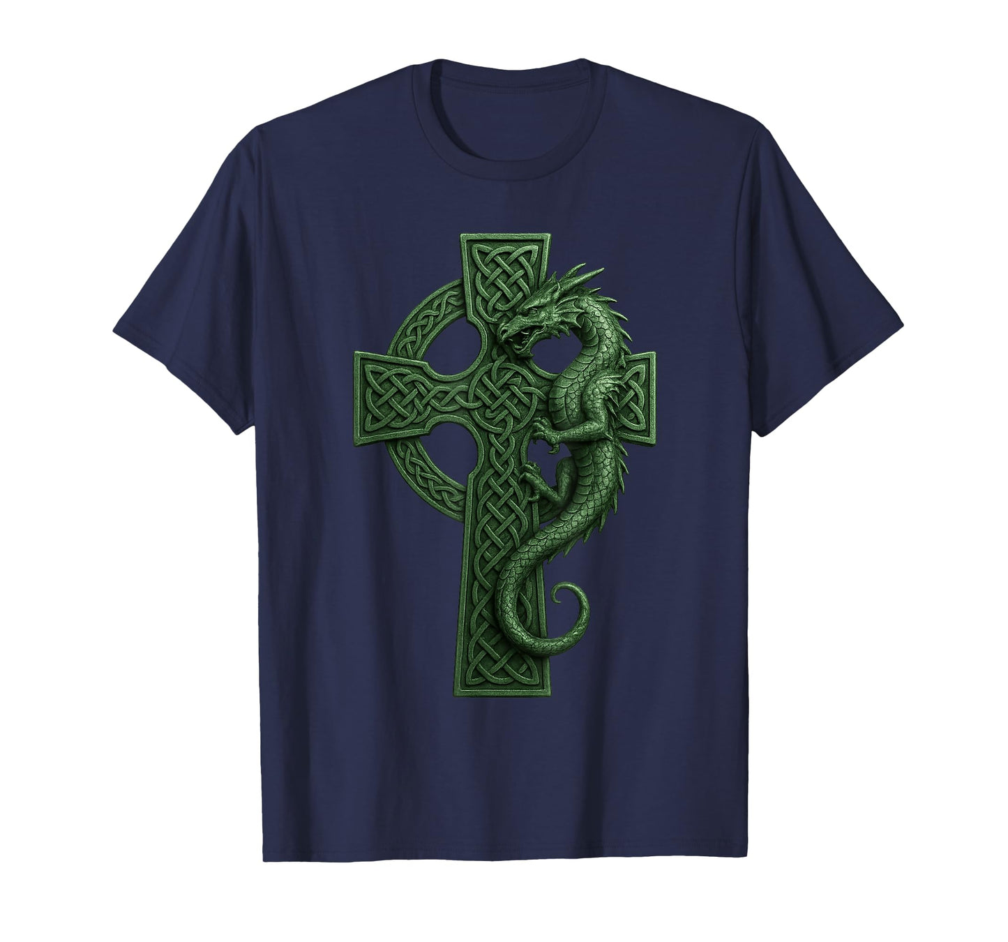 Irish Christian Celtic Cross with Dragon - Celtic Knot T-Shirt