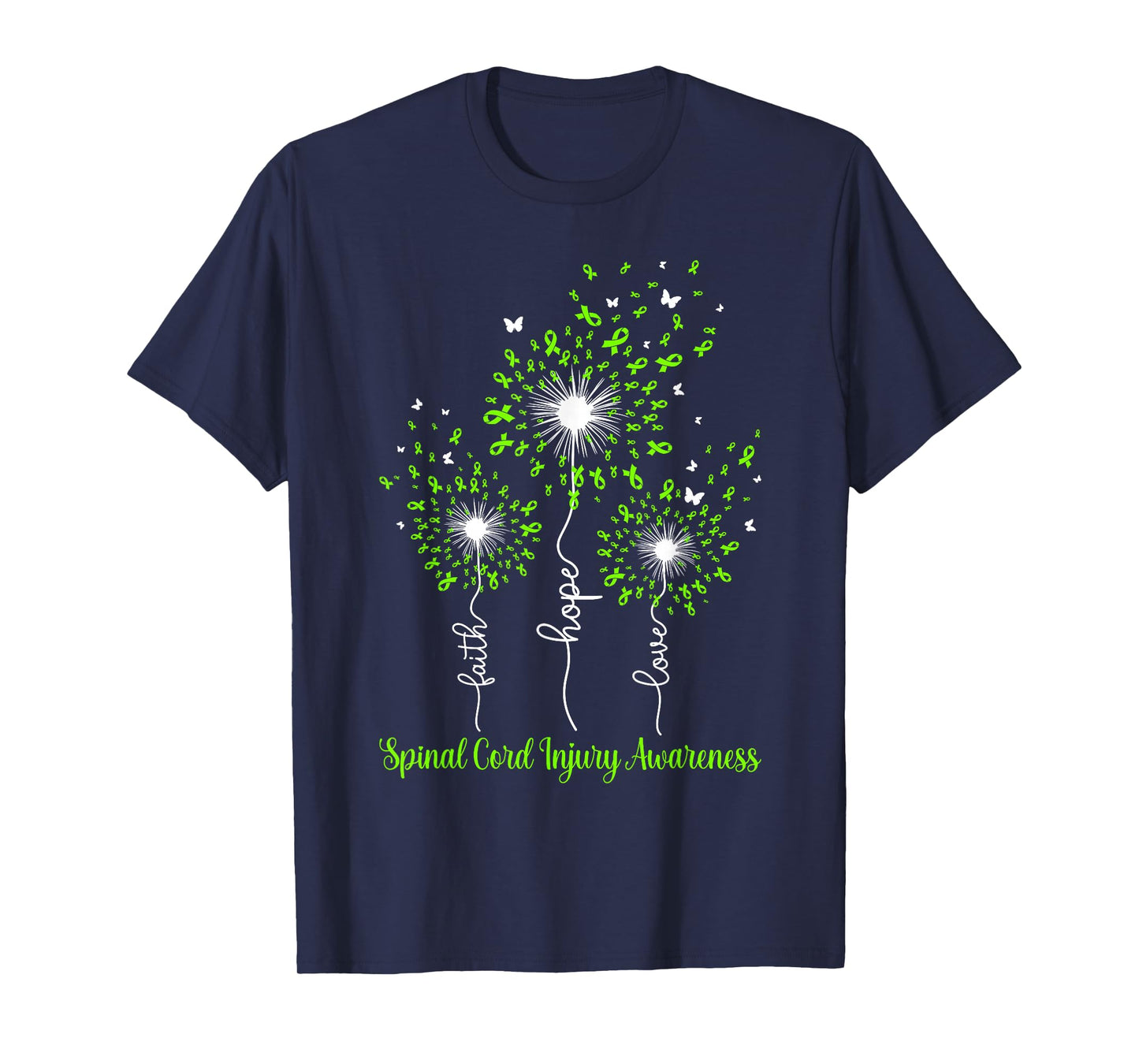 Dandelion Faith Hope Love Spinal Cord Injury Awareness T-Shirt