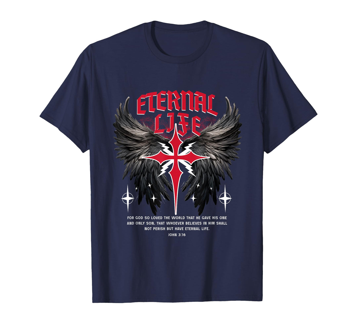 Eternal Jesus Cross Gothic Punk Life Nu Goth Bible Verse T-Shirt