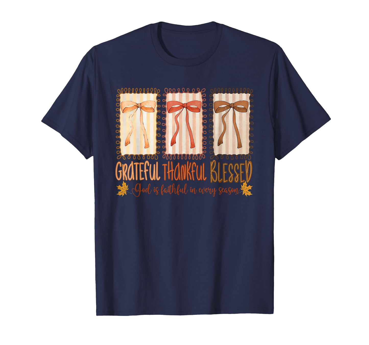Grateful Thankful Blessed God's Faithful Christian Faith Bow T-Shirt