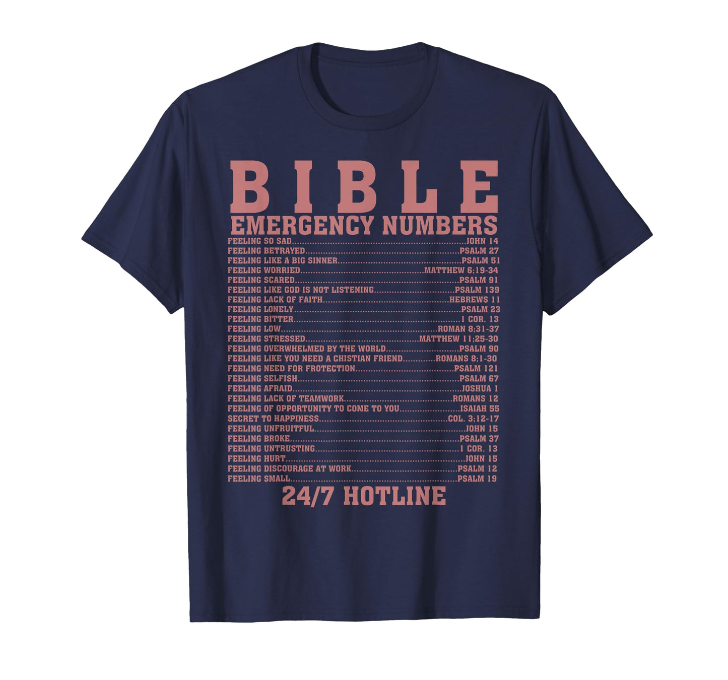 Funny Bible Emergency Numbers Gift Men Women Cool Christian T-Shirt