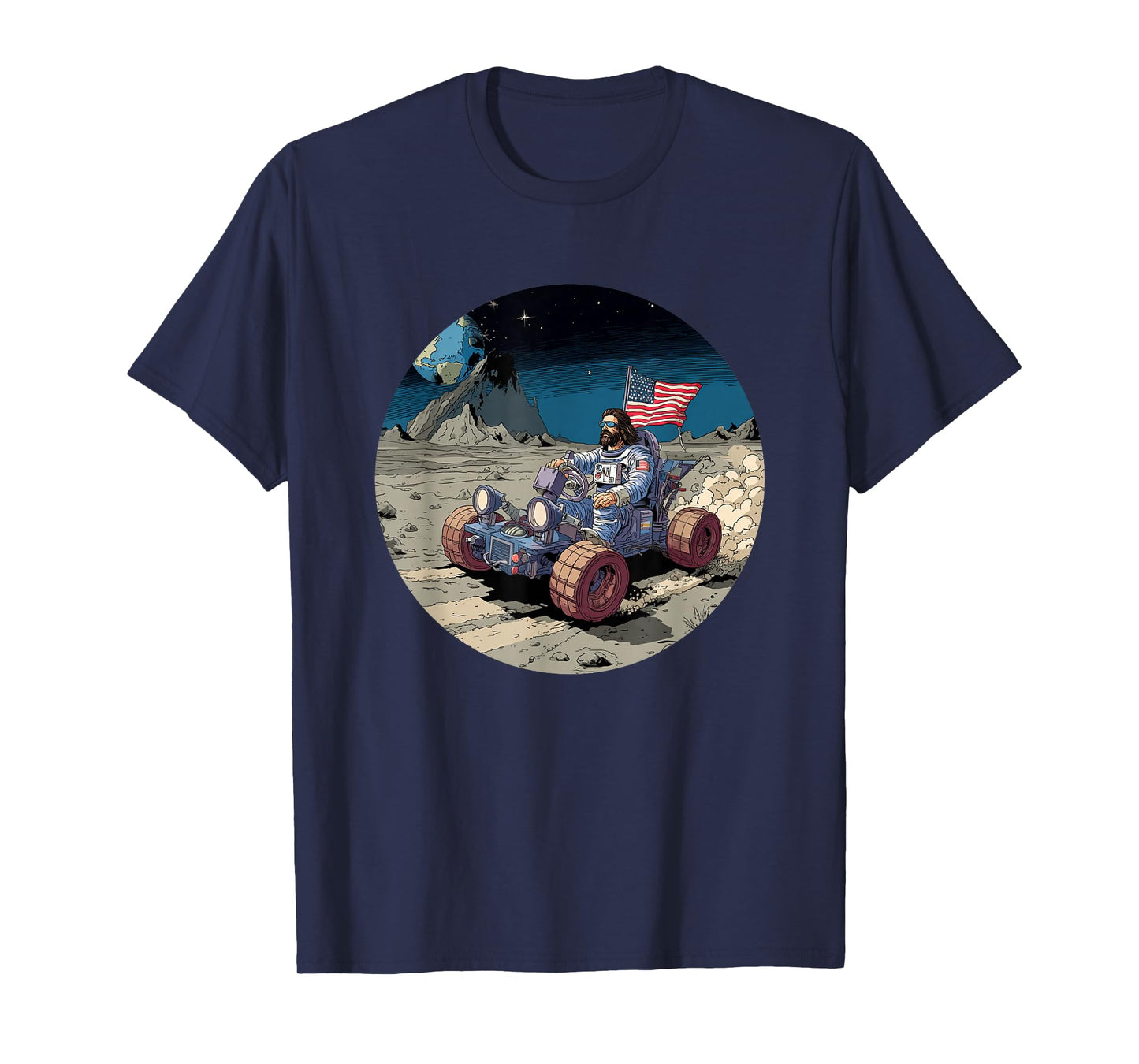 Funny Moon Vehicle with Jesus Christ Costume T-Shirt
