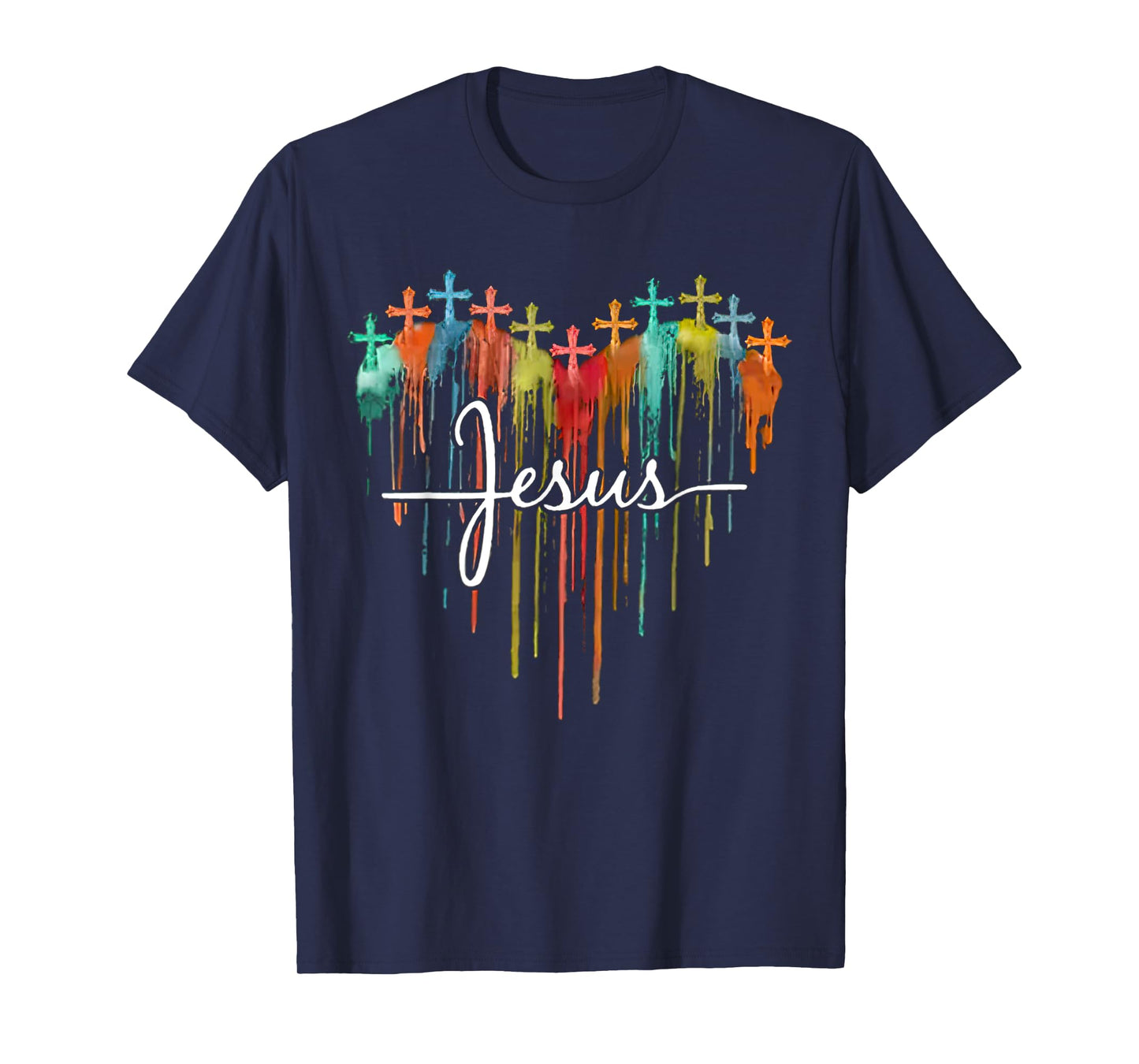 Colorful Jesus Cross Melting Heart For Christian Jesus Lover T-Shirt