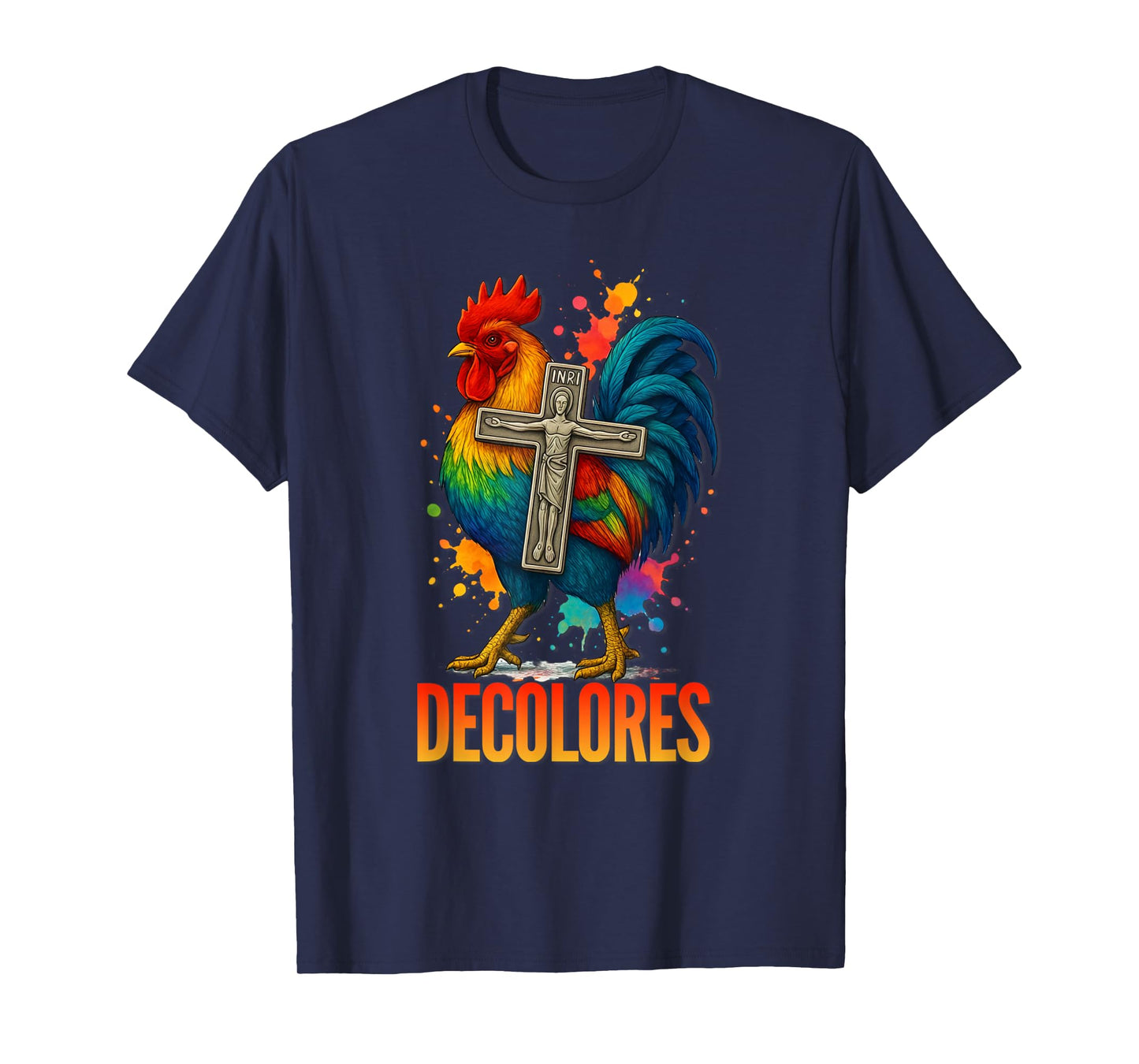 DeColores Cursillo Rainbow Rooster Catholic T-Shirt