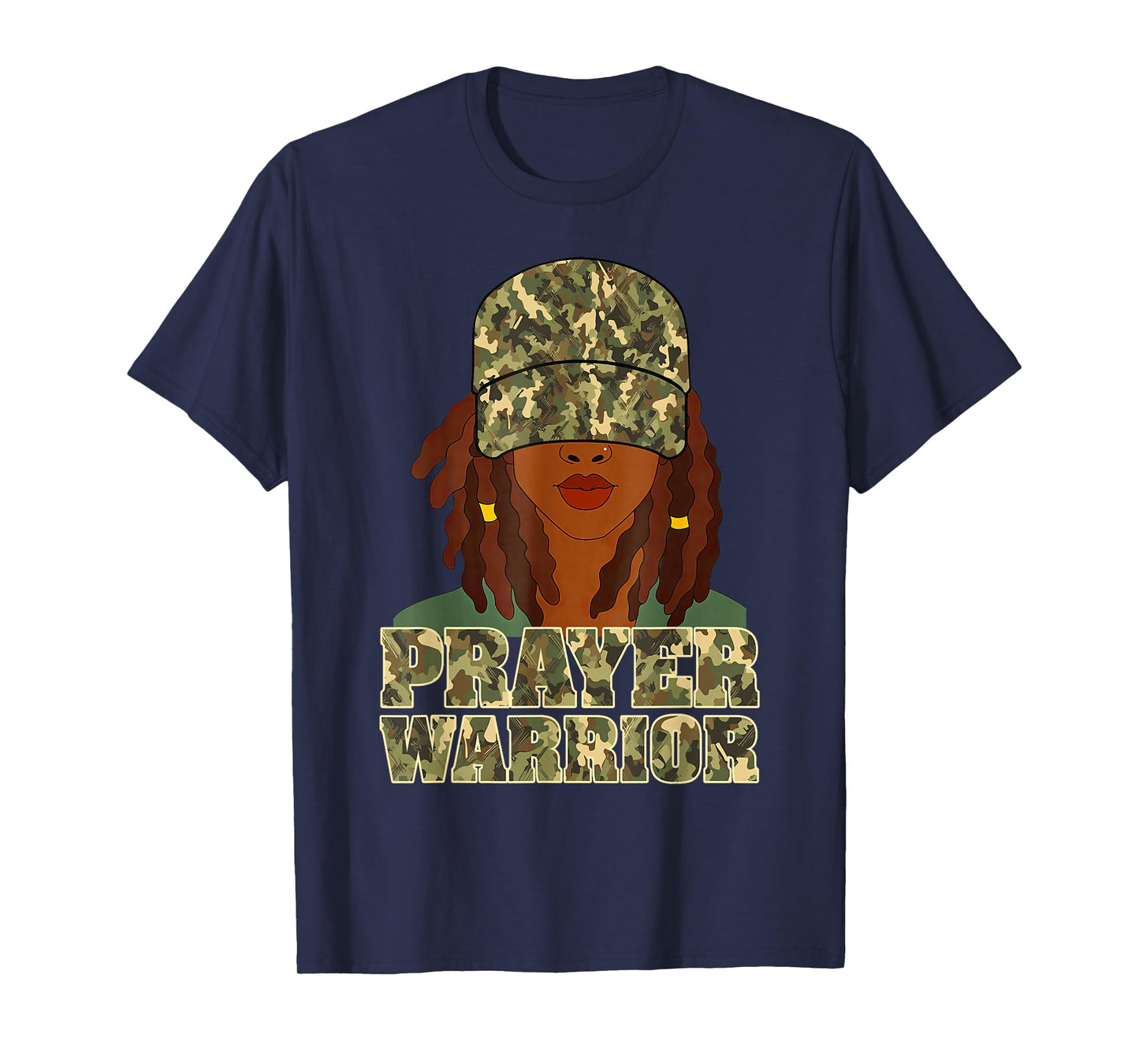 Camo Hat Prayer Warrior God Jesus Christian Black Girl Women T-Shirt