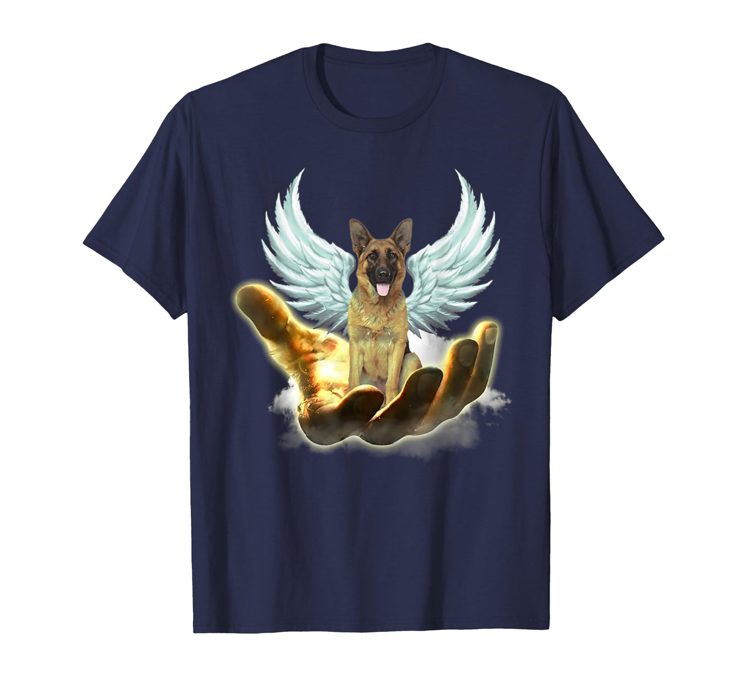 Angel German Shepherd Golden Hand Heaven Wings God T-Shirt