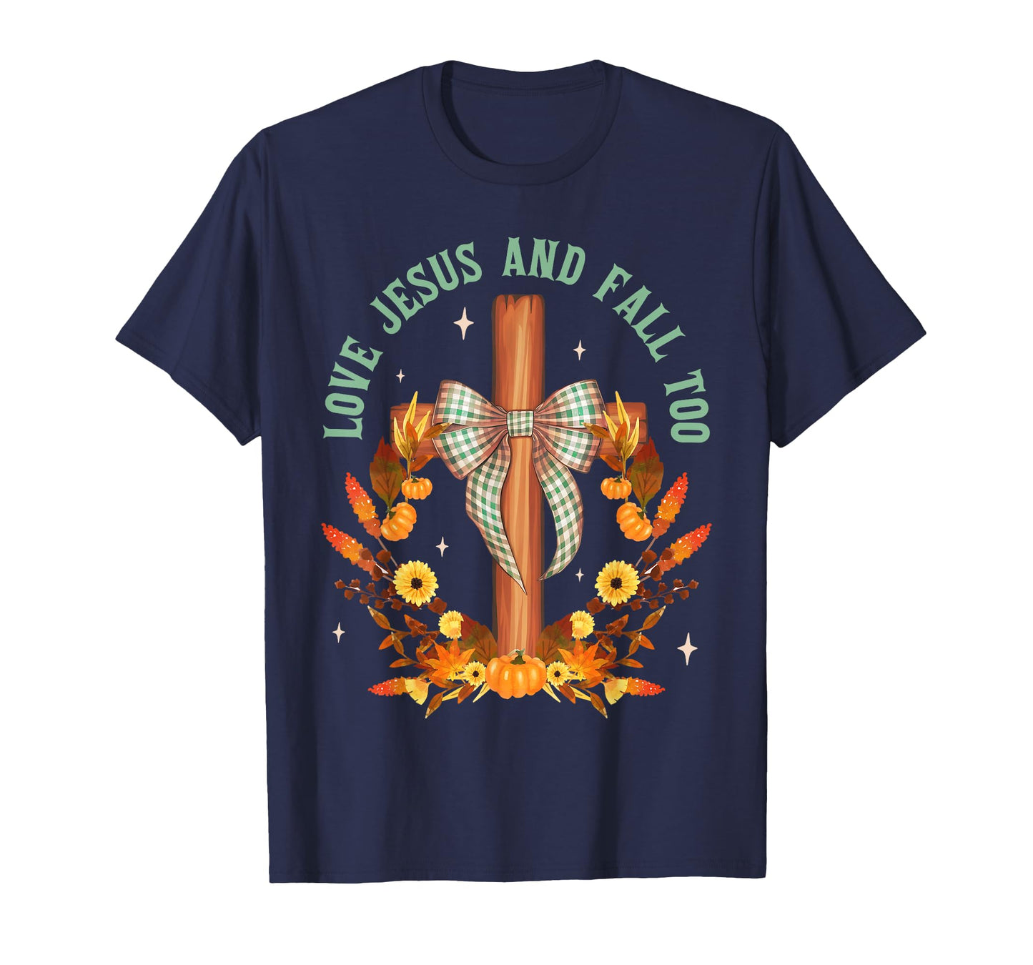 Loves Jesus And Fall Too Cross Bow Autumn Christian Fall T-Shirt