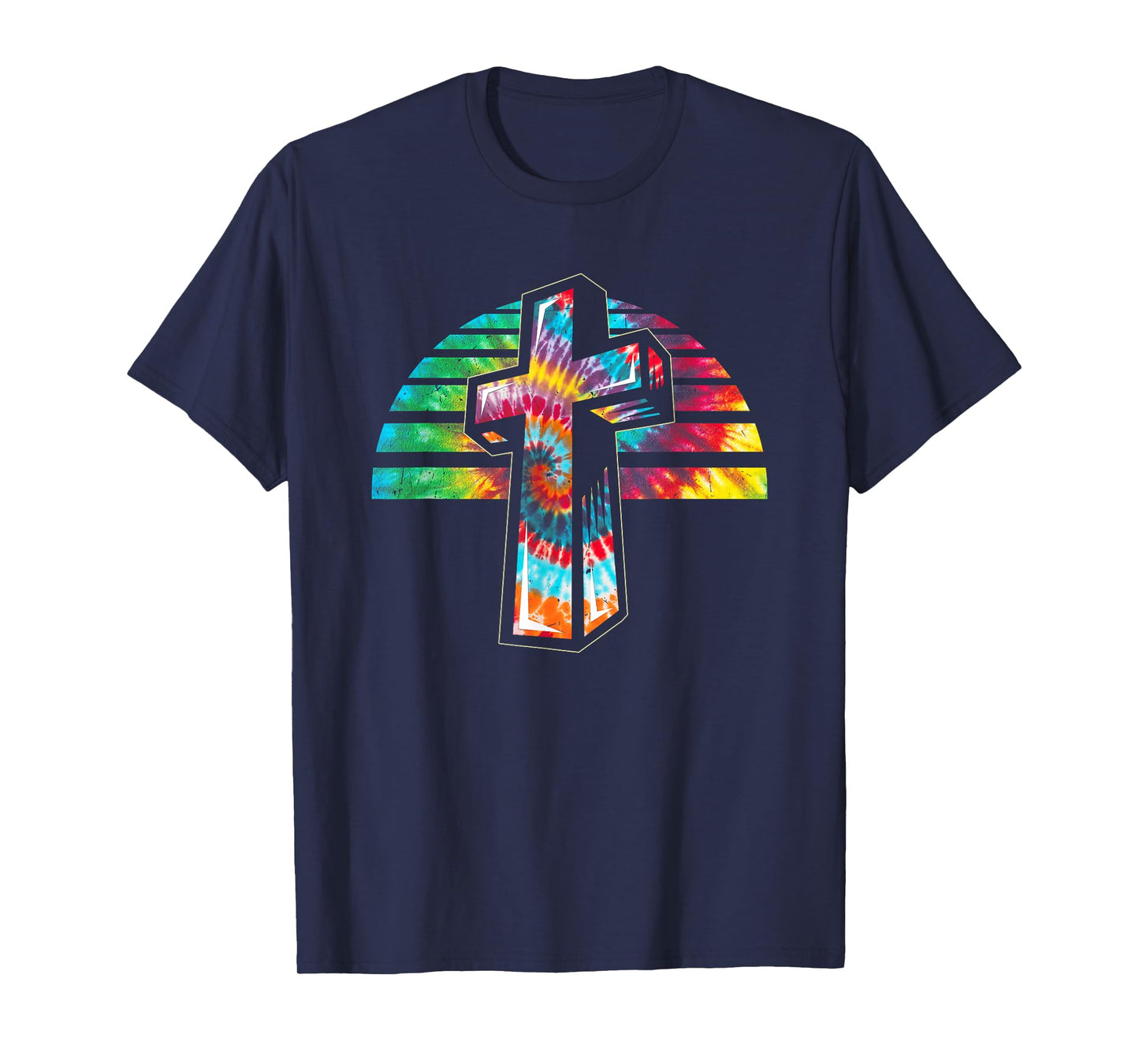 Jesus Christian Cross Tie Dye Rainbow Religious Bible Faith T-Shirt
