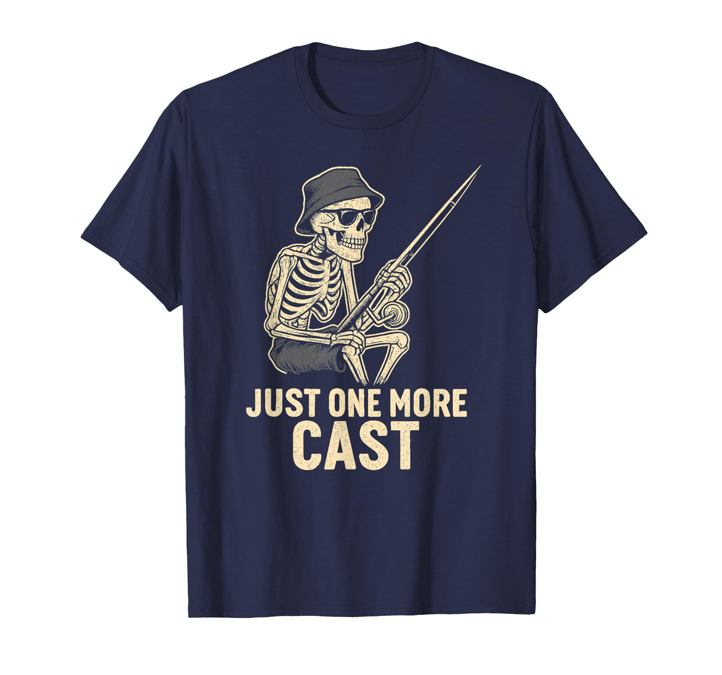 Funny Skeleton Fishing Tee Just One More Cast Quote T-Shirt