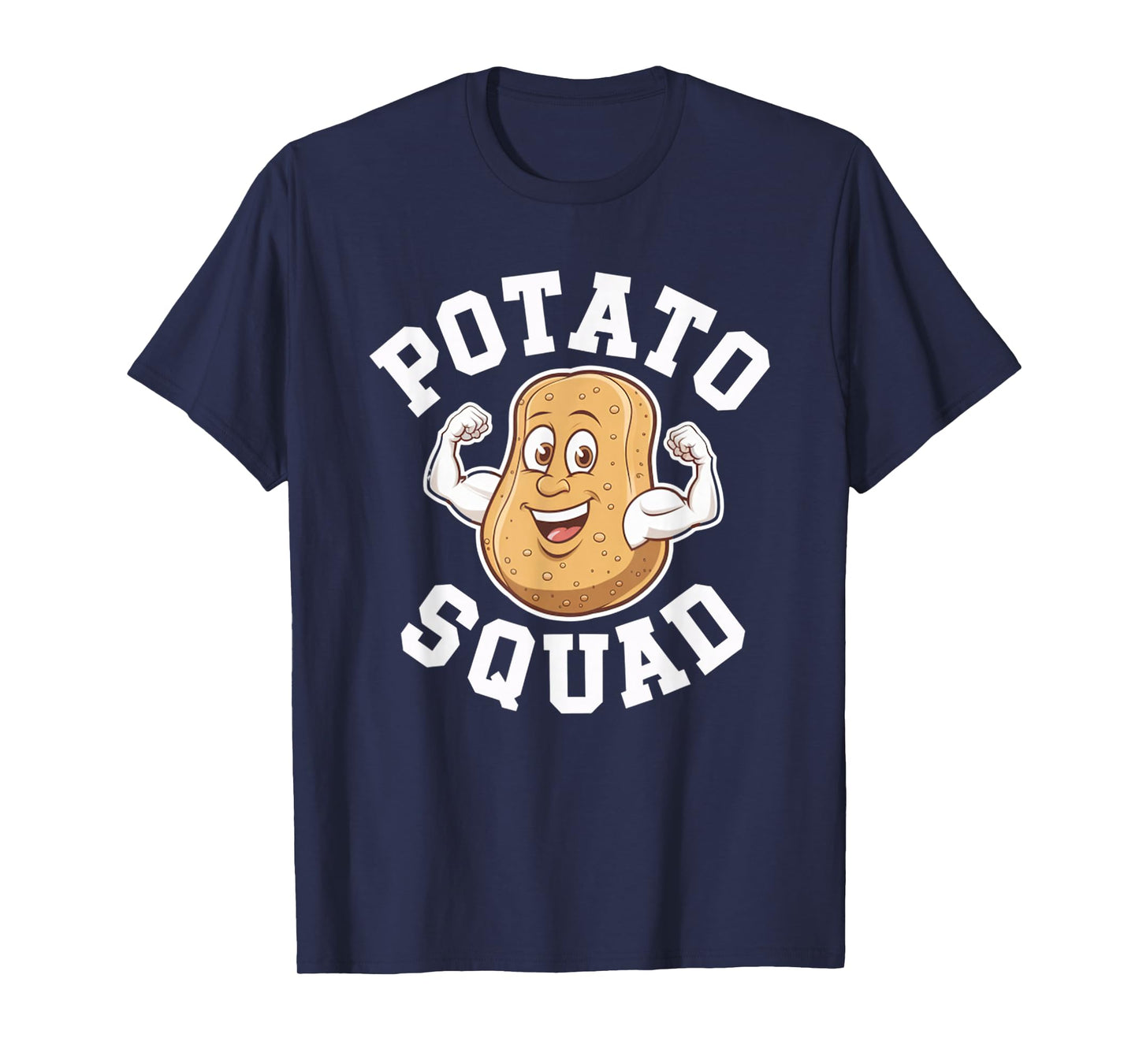 Funny Potato Squad Flexing Muscular Happy Character Design T-Shirt