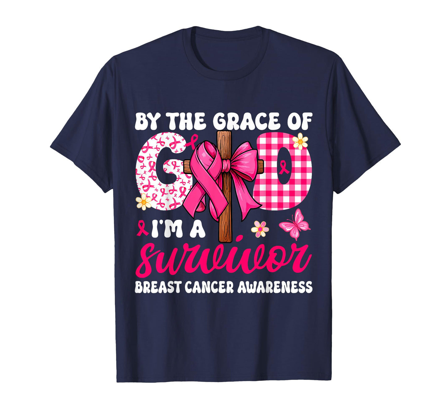 Christian Breast Cancer Bow by The Grace God I'm A Survivor T-Shirt
