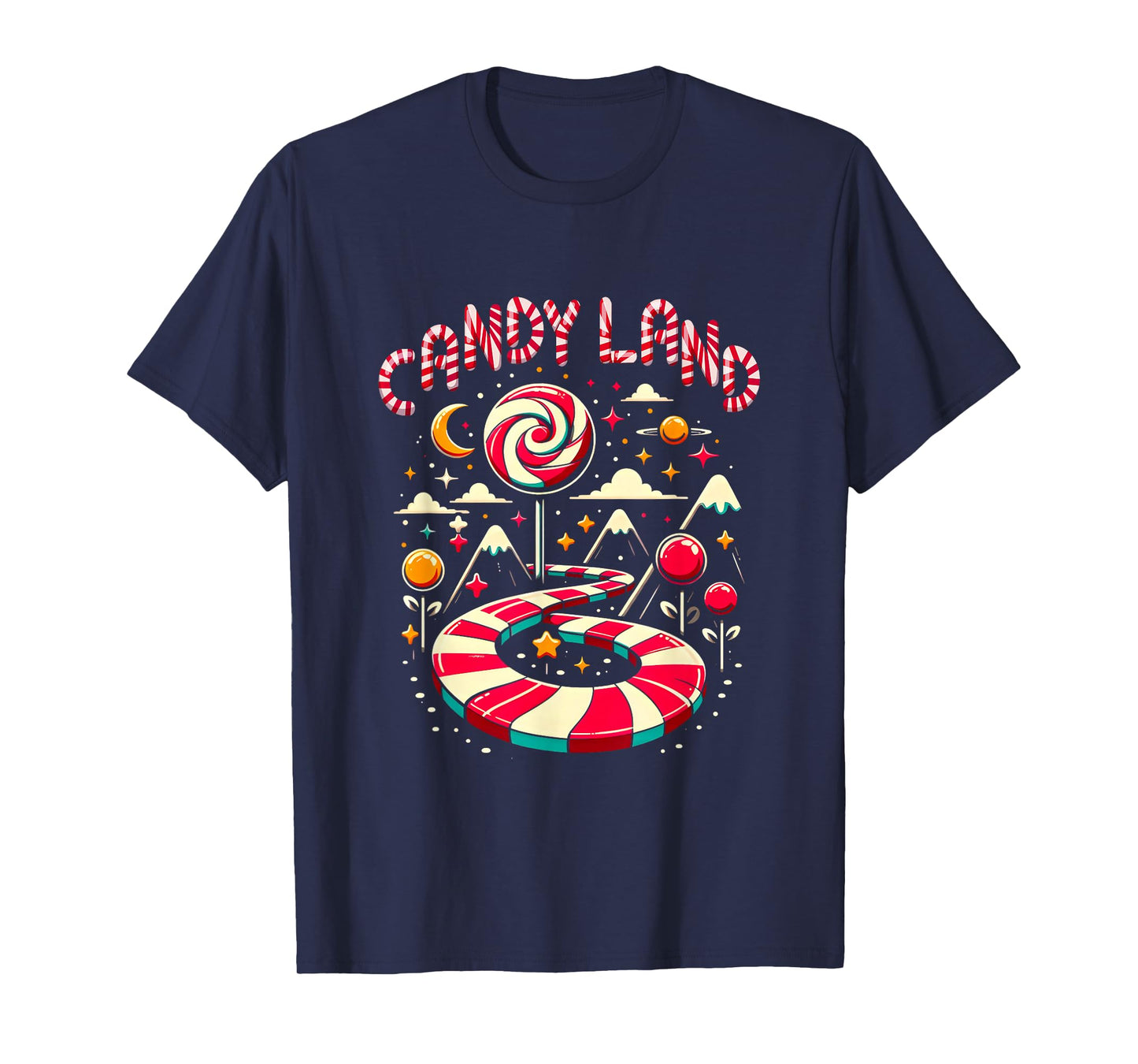 Xmas Candy Land Rainbow Trail Candy Cane Merry Christmas T-Shirt