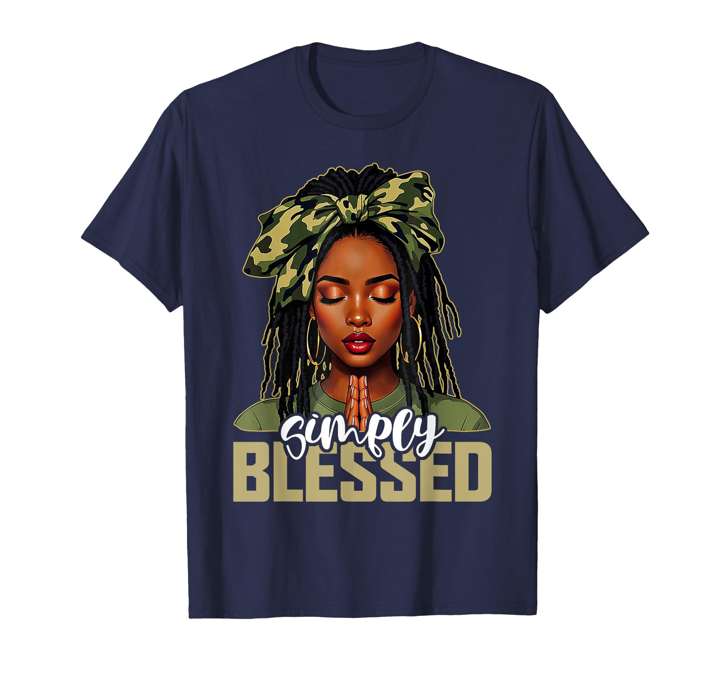 Blessed Black Woman Praying Afro African American Christian T-Shirt